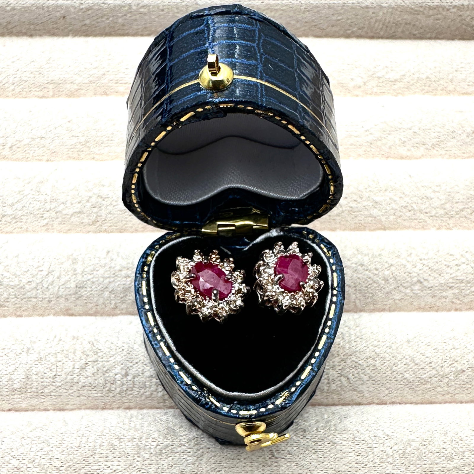 Ruby Sterling Silver Pierced Stud Earrings Box Included: Ruby Sterling Silver Pierced Stud Earrings Box Included