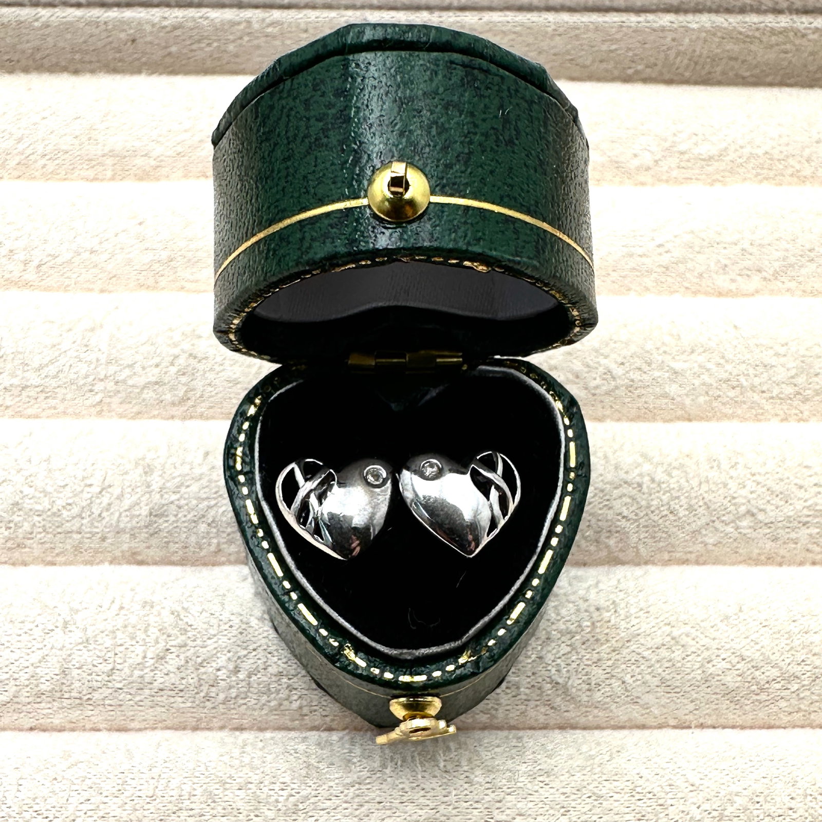 Diamond Sterling Silver Heart Shaped Pierced Earrings Box Included: Diamond Sterling Silver Heart Shaped Pierced Earrings Box Included