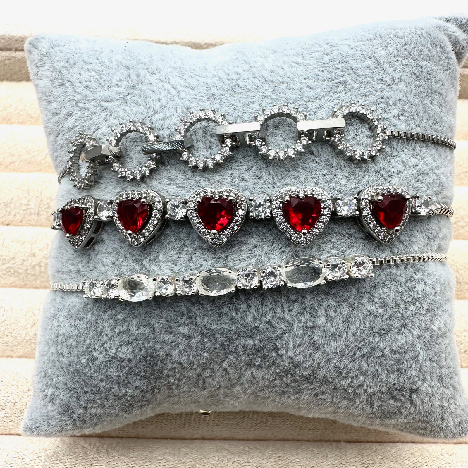Group Lot of Three Silver Plated Bolo Style Bracelets (1 of 2)