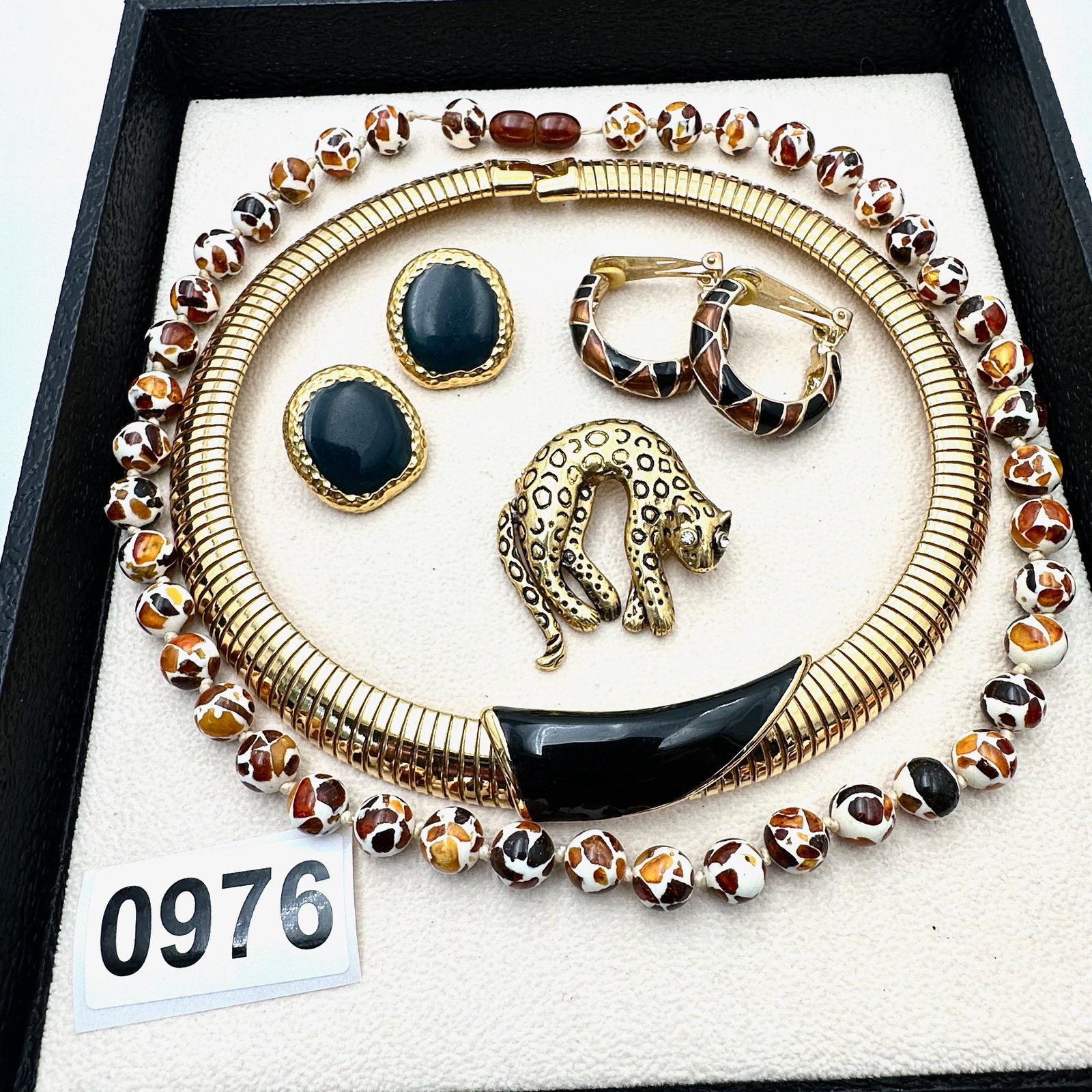 Vintage and Modern Jewelry Group Lot Monet Statement Choker Necklace Coordinating Earrings Leopard: Vintage and Modern Jewelry Group Lot Monet Statement Choker Necklace Coordinating Earrings Leopard Brooch