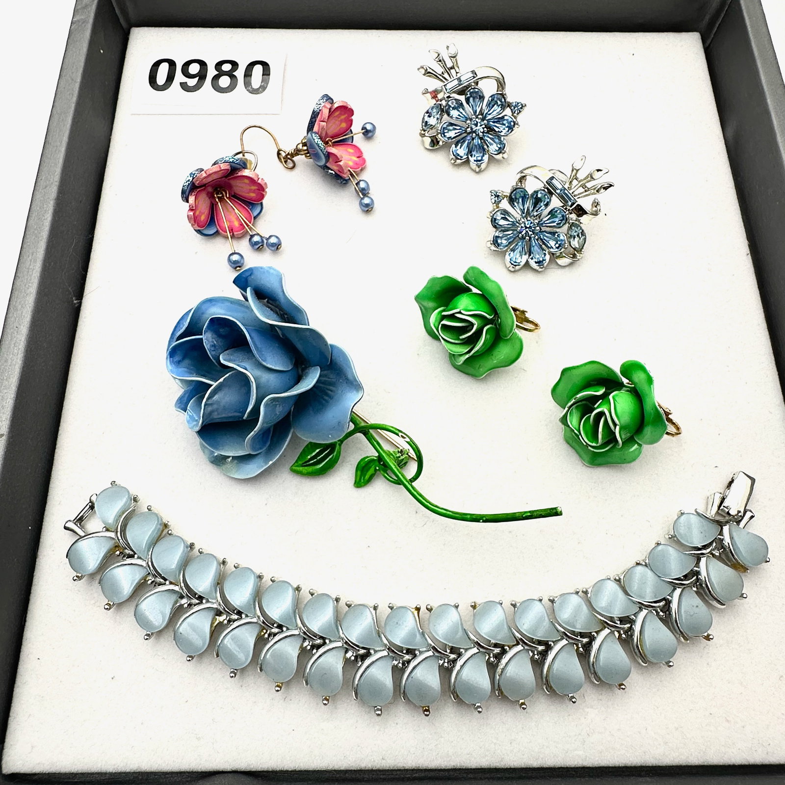 Vintage and Modern Jewelry Group Lot Coro Earrings Kramer Thermoset Bracelet Enamel Flower Brooch (1 of 2)