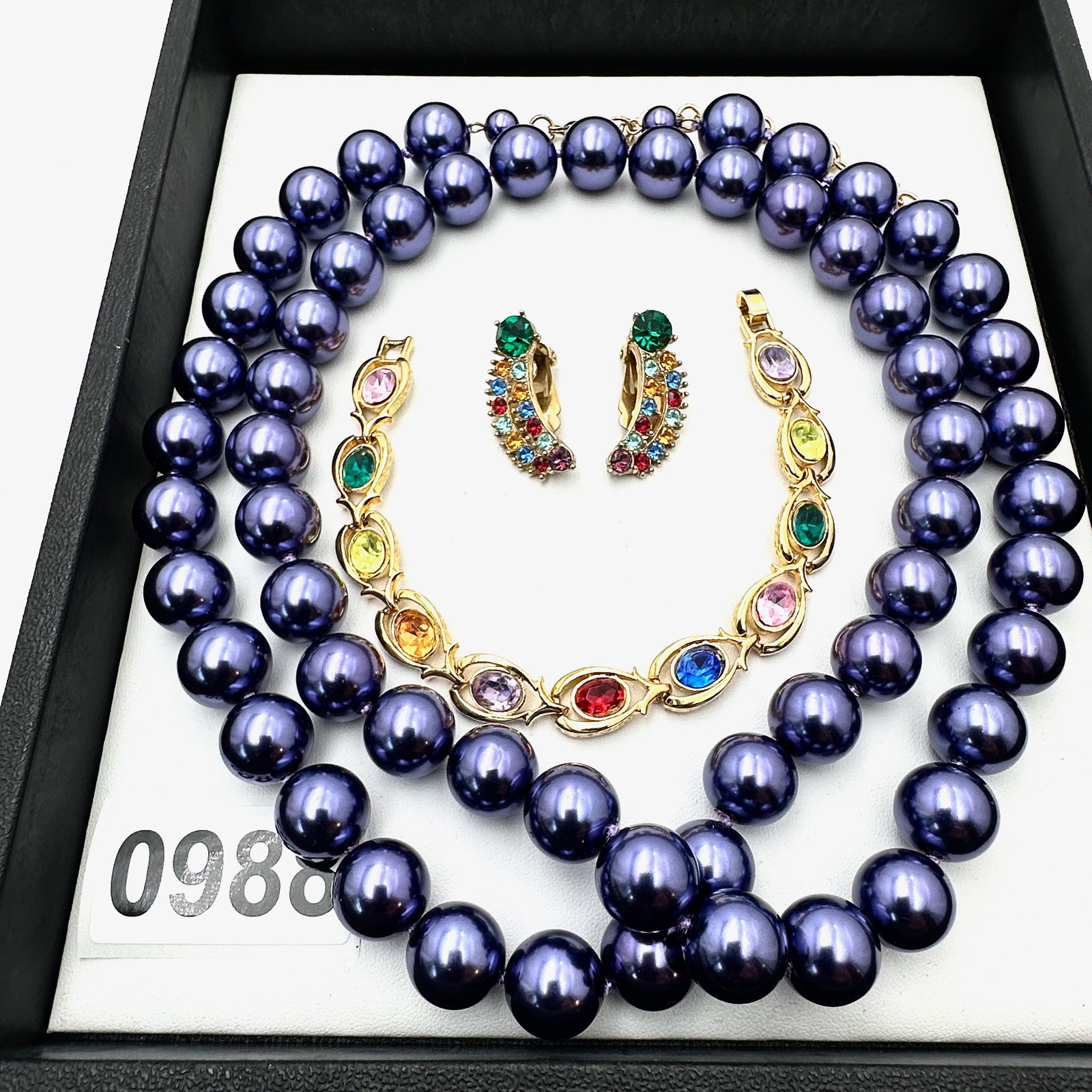 Vintage and Modern Jewelry Group Lot Purple Glass Beads Multicolor Rhinestone Bracelet and Earrings: Vintage and Modern Jewelry Group Lot Purple Glass Beads Multicolor Rhinestone Bracelet and Earrings