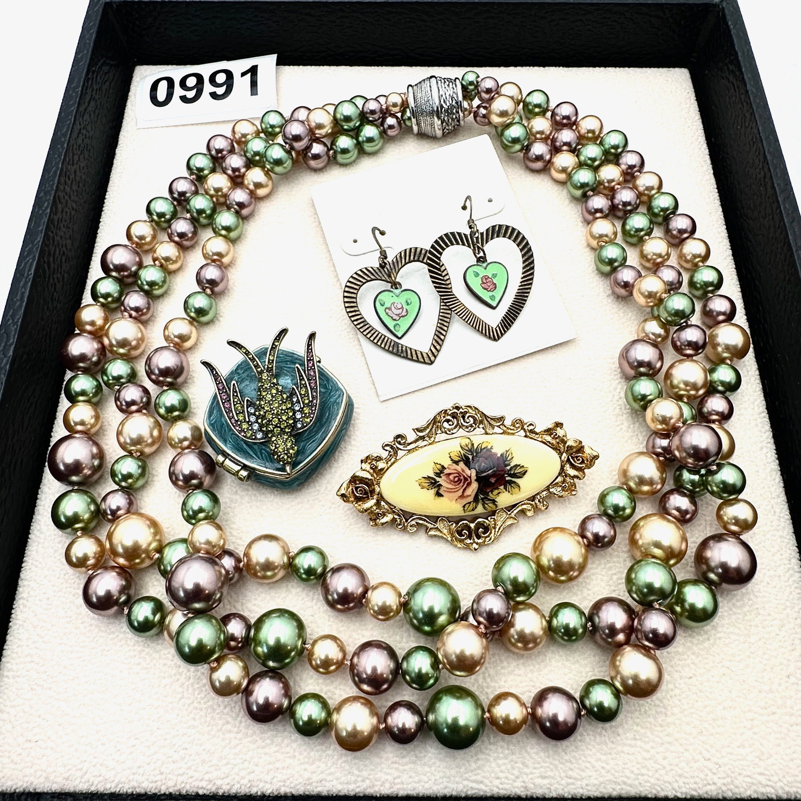 Vintage and Modern Jewelry Group Lot Anne Koplik Earrings 1928 Brand Brooch Trinket Box Faux Glass: Vintage and Modern Jewelry Group Lot Anne Koplik Earrings 1928 Brand Brooch Trinket Box Faux Glass Pearl Necklace