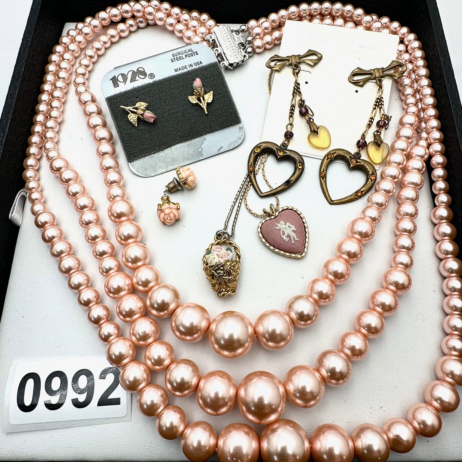 Vintage and Modern Jewelry Group Lot Anne Koplik Earrings 1928 Earrings Pink 3 Strand Glass Faux: Vintage and Modern Jewelry Group Lot Anne Koplik Earrings 1928 Earrings Pink 3 Strand Glass Faux Pearls