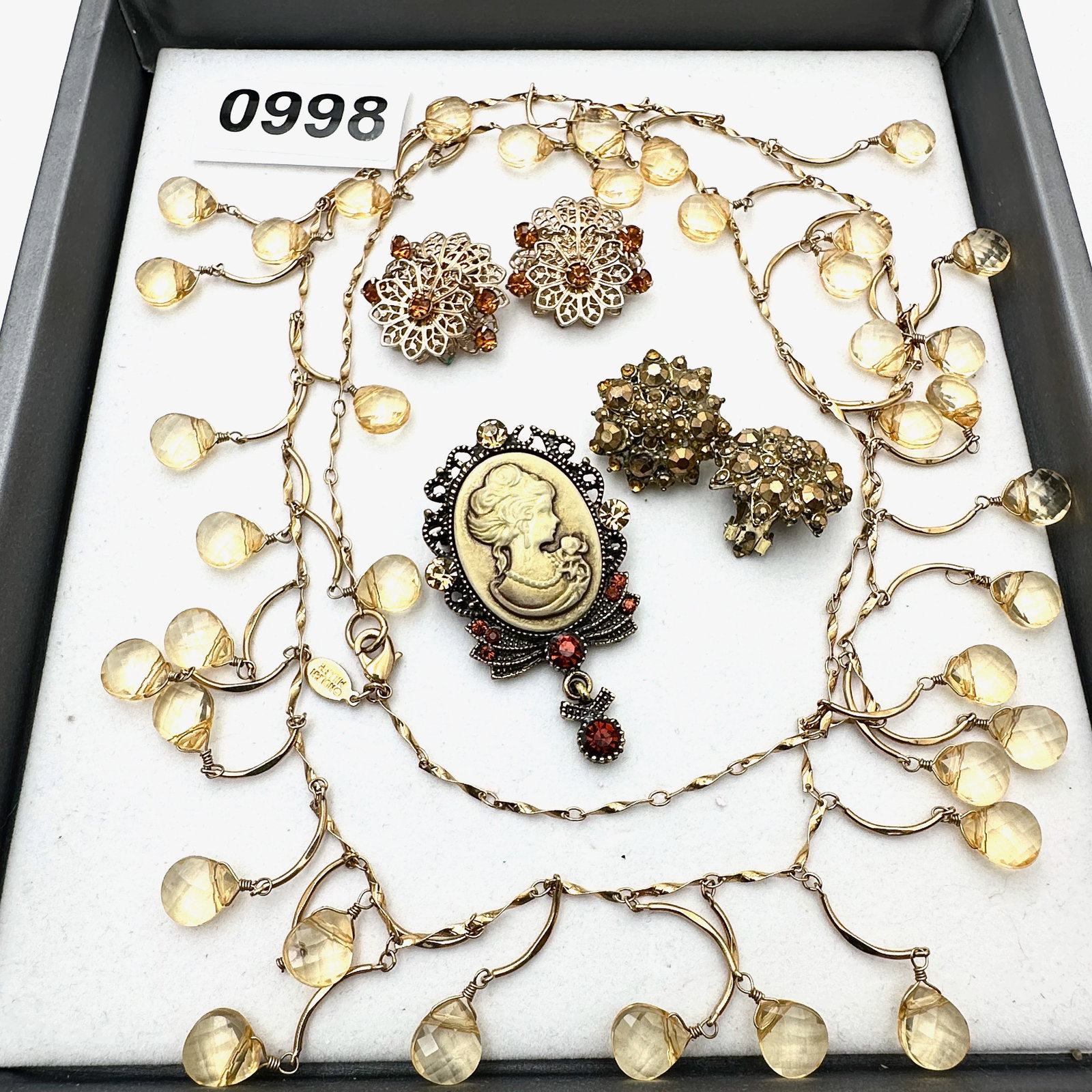 Vintage and Modern Jewelry Group Lot Nolan Miller Necklace Rhinestone Earrings Cameo Brooch Pin: Vintage and Modern Jewelry Group Lot Nolan Miller Necklace Rhinestone Earrings Cameo Brooch Pin