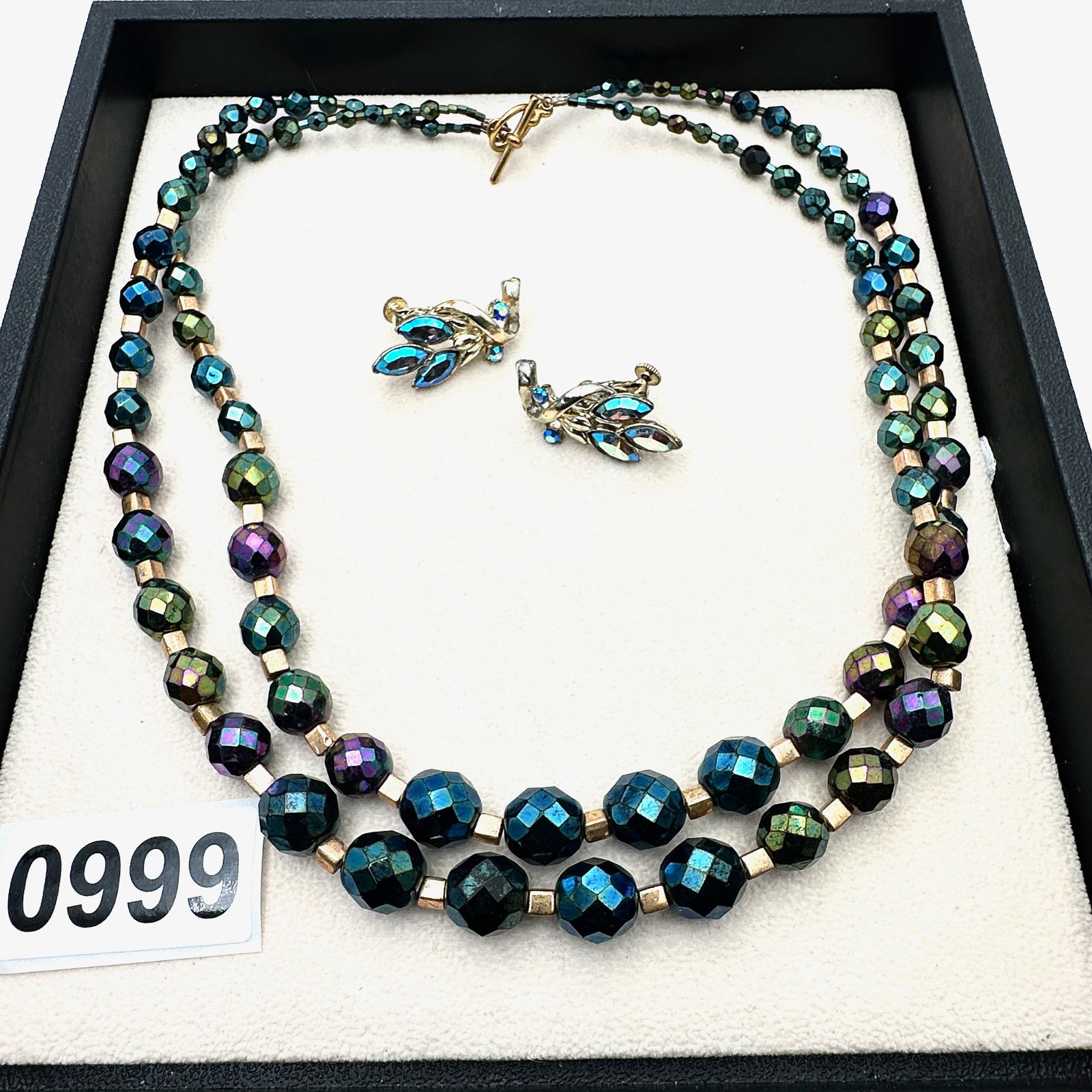 Vintage and Modern Jewelry Group Lot Black Aurora Borealis Glass Bead Necklace Rhinestone Earrings: Vintage and Modern Jewelry Group Lot Black Aurora Borealis Glass Bead Necklace Rhinestone Earrings