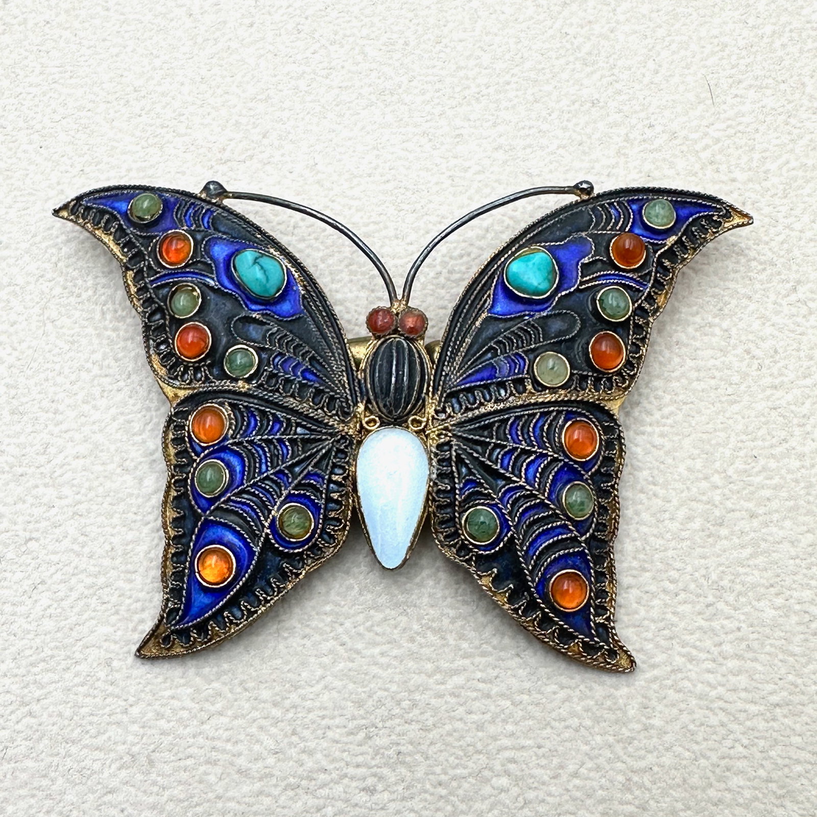 Vintage 1990s MMA Gold Gilt Enamel Butterfly Brooch Pin 3 Inch Stunning! (1 of 2)