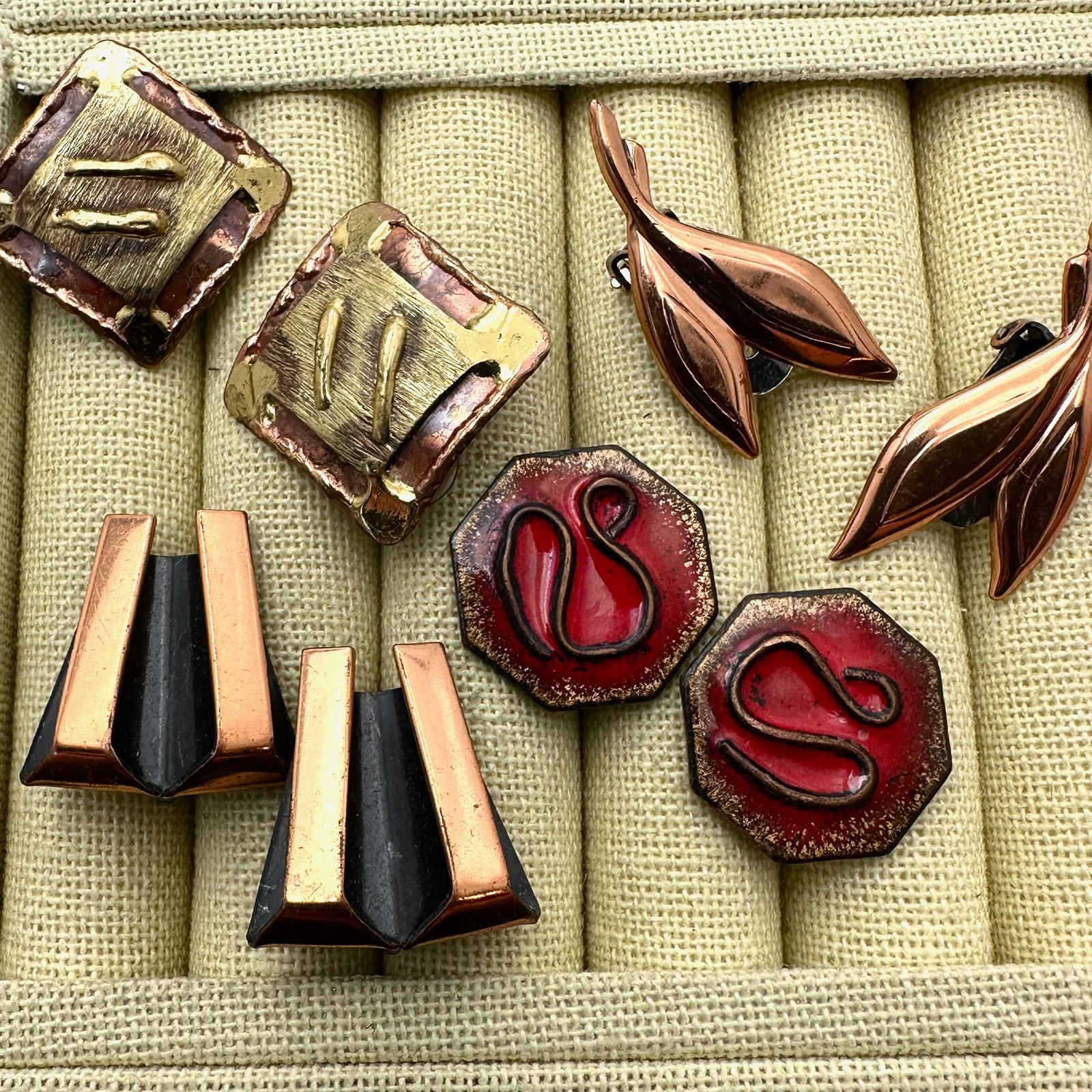 Vintage Collection Group of Mid Century Copper Earrings (1 of 2)