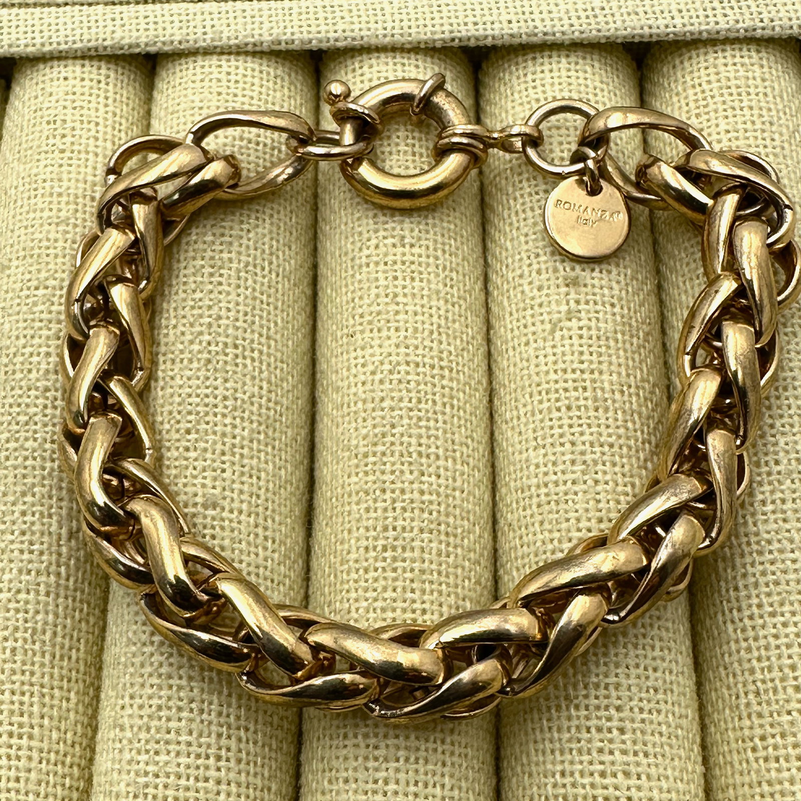 Romanza Italy Gold Plated Bracelet Heavy Link 7.5 Inch (1 of 2)