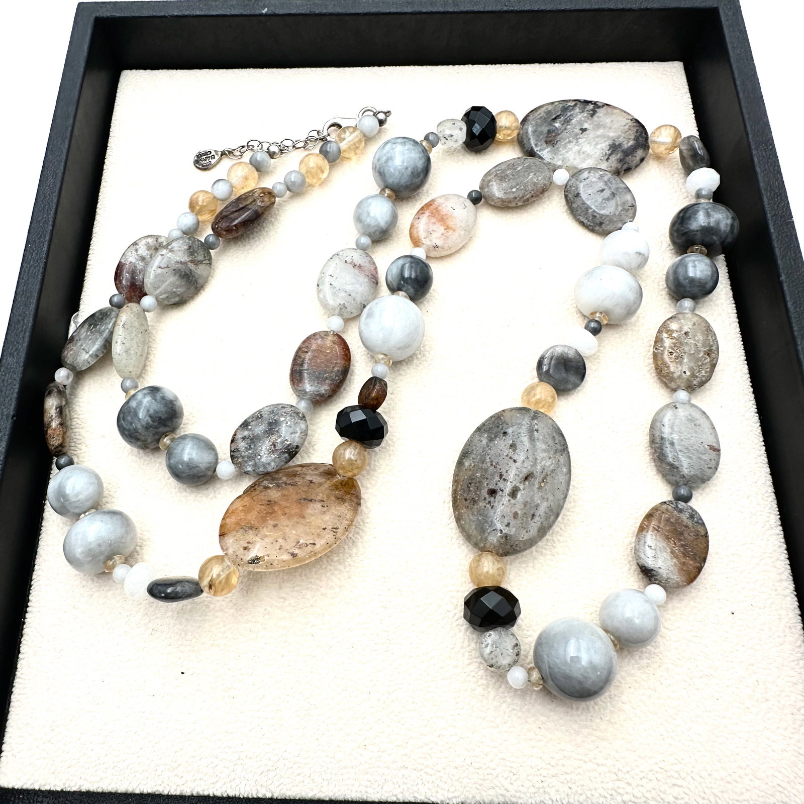 Barse Sterling Silver Grey Gemstone Bead Necklace 36 Inch Length (1 of 2)