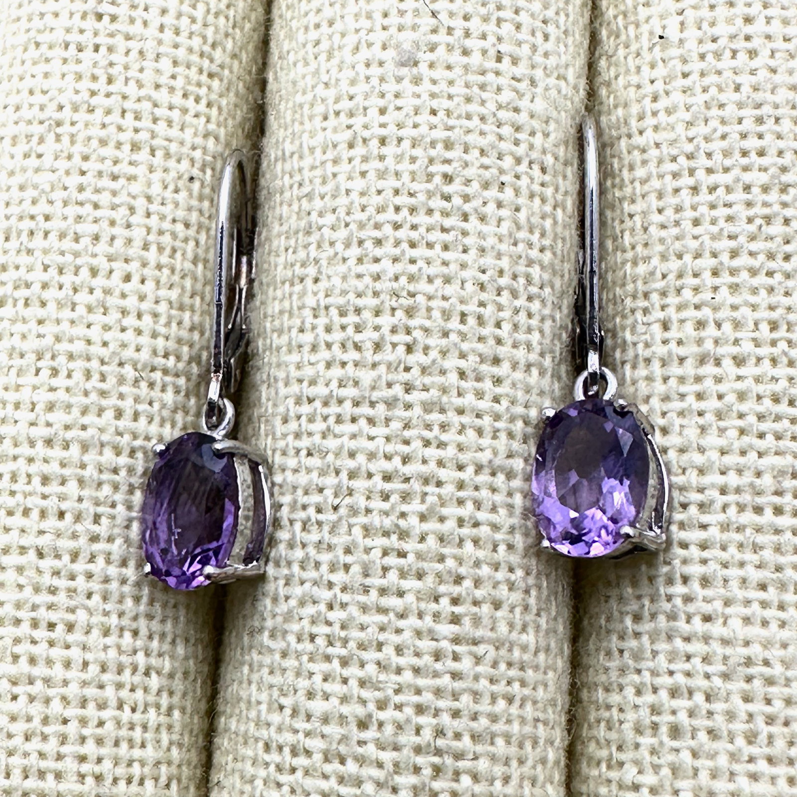 Purple Amethyst Sterling Silver Pierced Earrings 1 Inch (1 of 2)