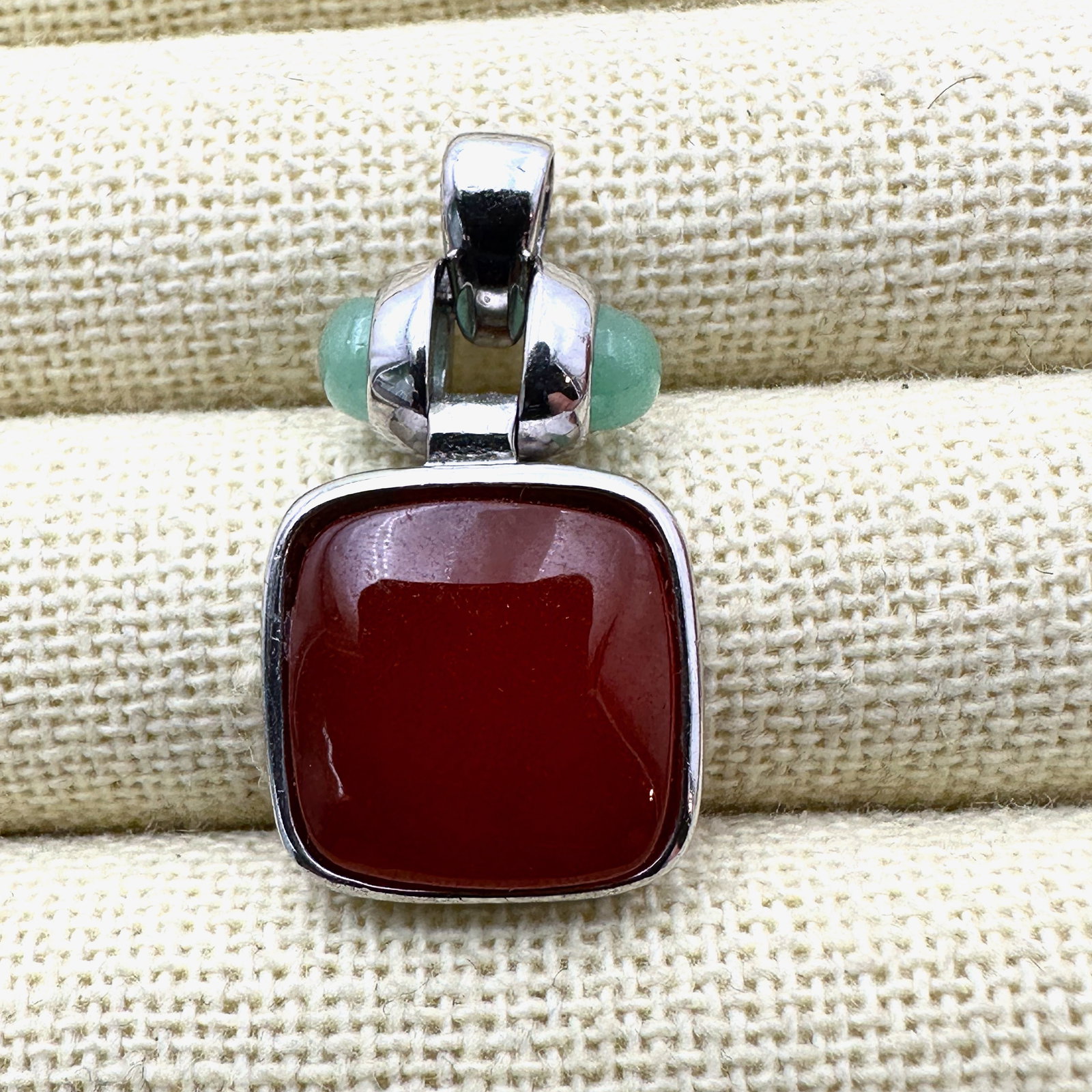 Carnelian Jade Sterling Silver Pendant 1.25 Inch (1 of 2)