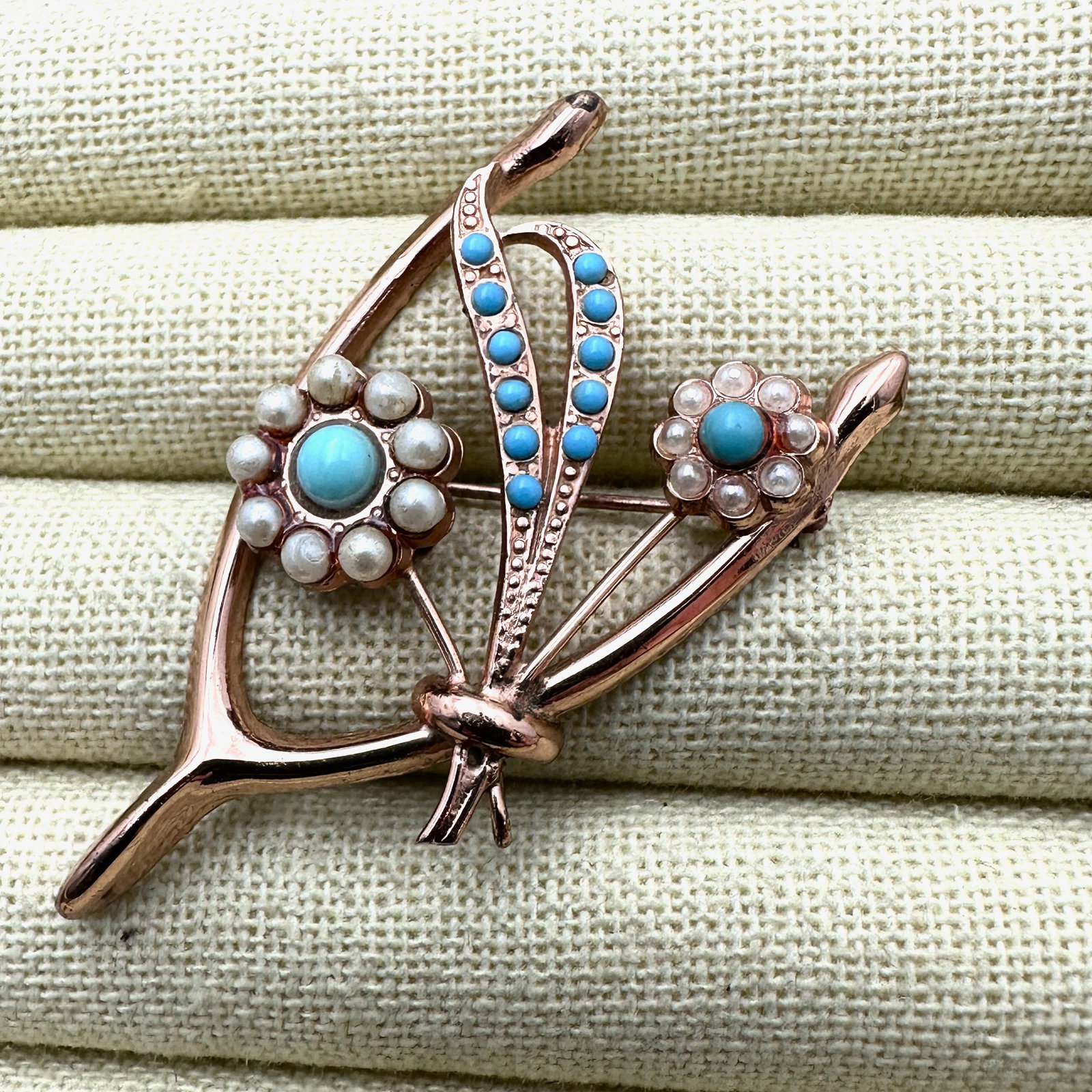 Vintage Sterling Silver By Coro Rose Gold Tone Plated Wish Bone Brooch Pin 2.25 Inch (1 of 2)