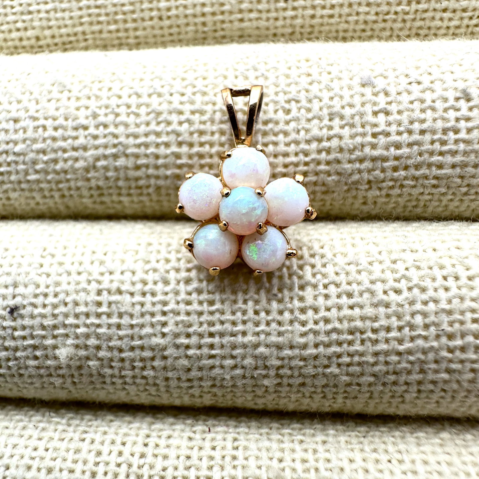 Opal Flower Pendant Gold Plated Sterling Silver Pendant 1/2 Inch: Opal Flower Pendant Gold Plated Sterling Silver Pendant 1/2 Inch