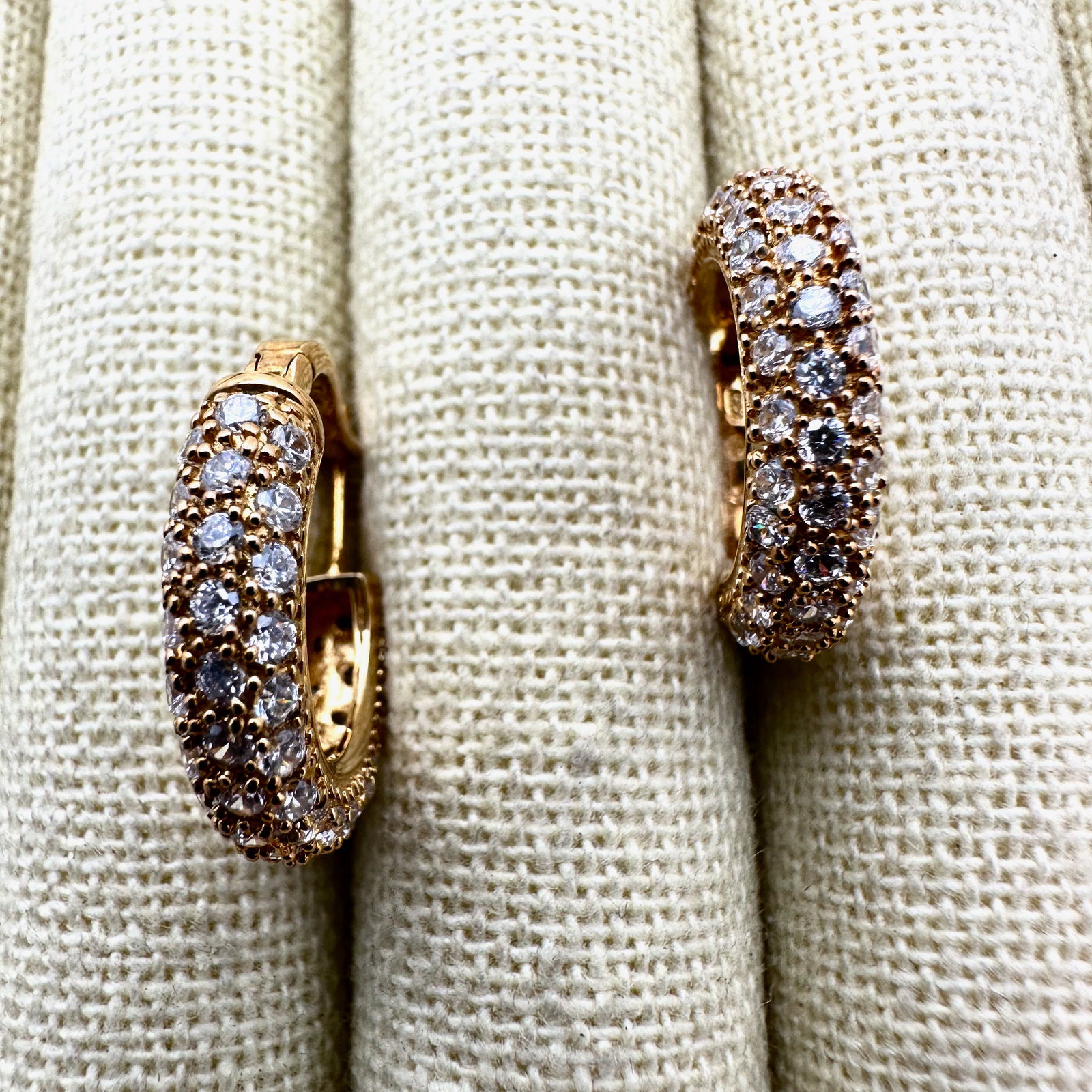 Gold Plated Sterling Silver Clear Crystal 3/4 Inch Hoop Pierced Earrings (1 of 2)