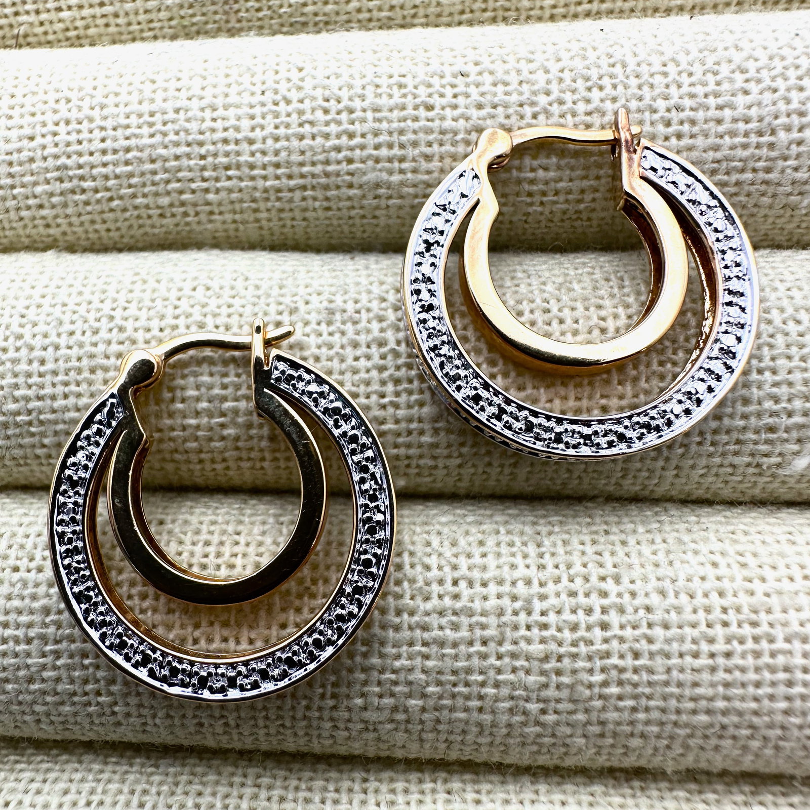 Ross Simons Gold Plated Sterling Silver Two Tone 1 Inch Hoop Earrings (1 of 2)