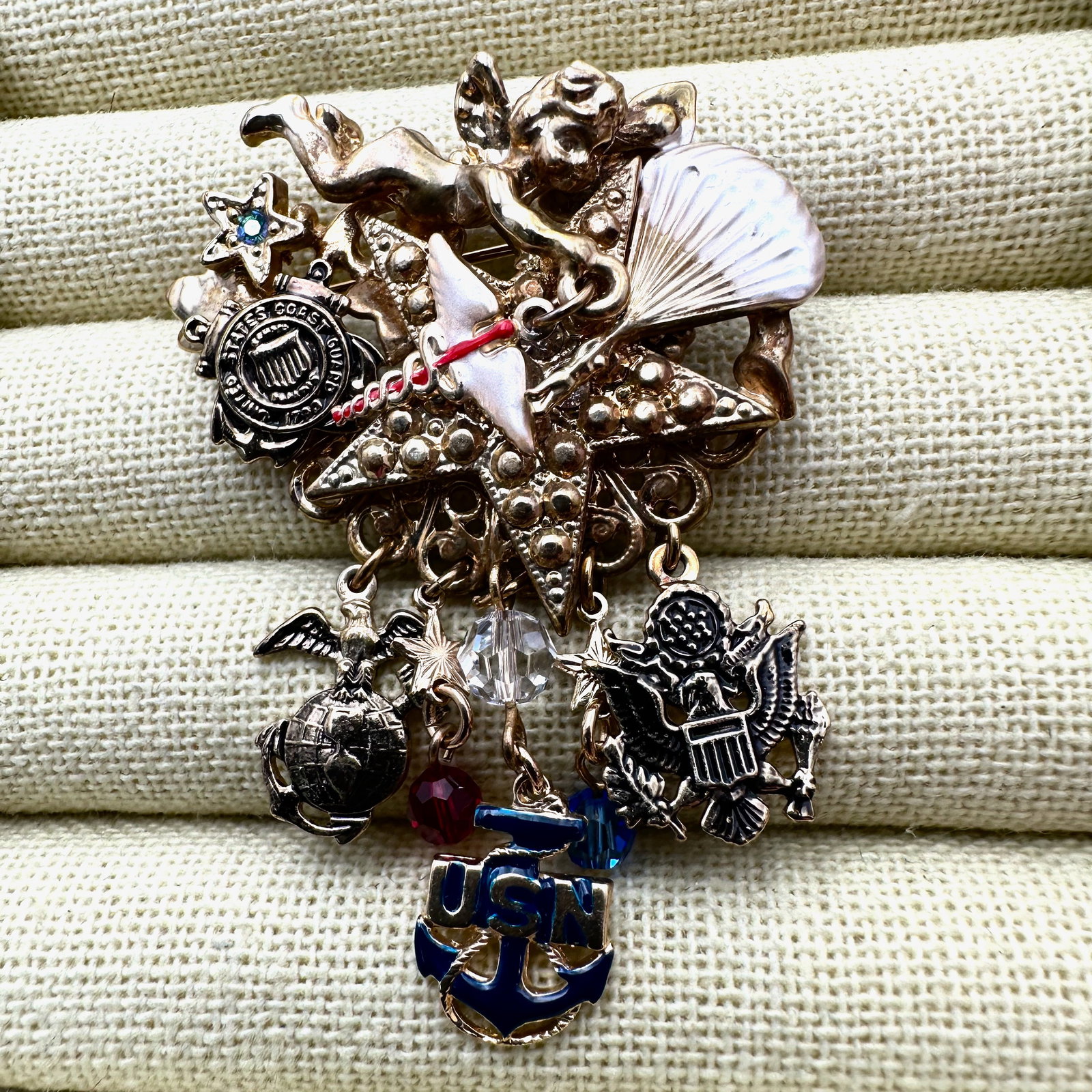 Vintage Kirks Folly Angel Gold Tone Crystal Brooch Pin 2.5 Inch: Vintage Kirks Folly Angel Gold Tone Crystal Brooch Pin 2.5 Inch
