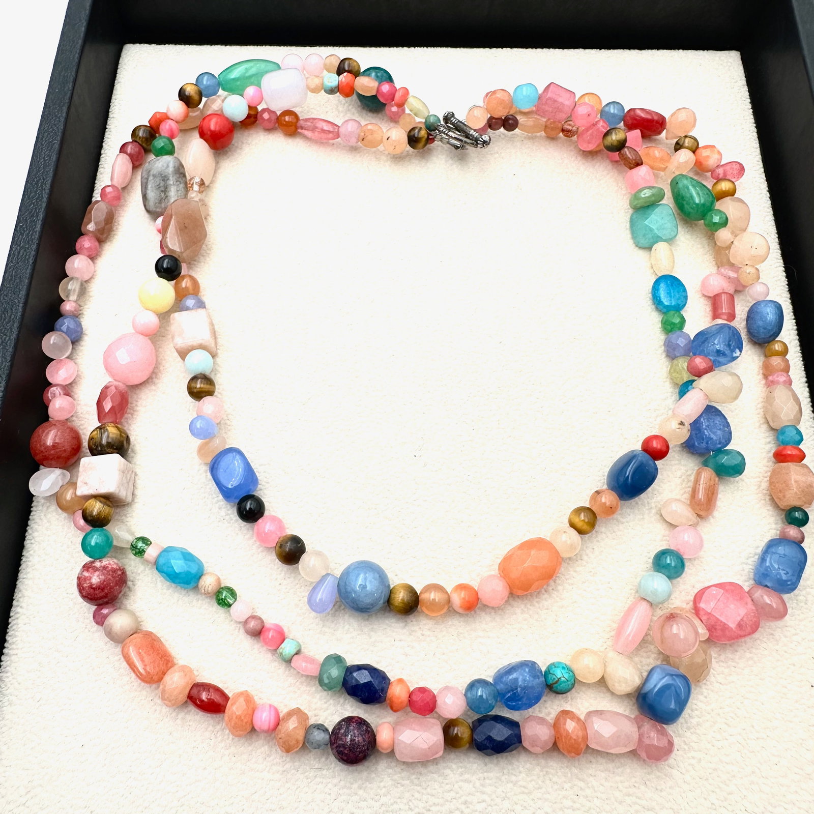 Multicolor Multi Gemstone Sterling Silver Necklace 16 Inch Wearable Length: Multicolor Multi Gemstone Sterling Silver Necklace 16 Inch Wearable Length