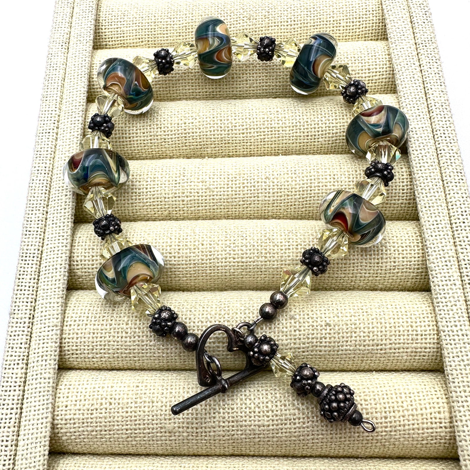 Murano Glass Sterling Silver Bracelet 8.5 Inch (1 of 2)