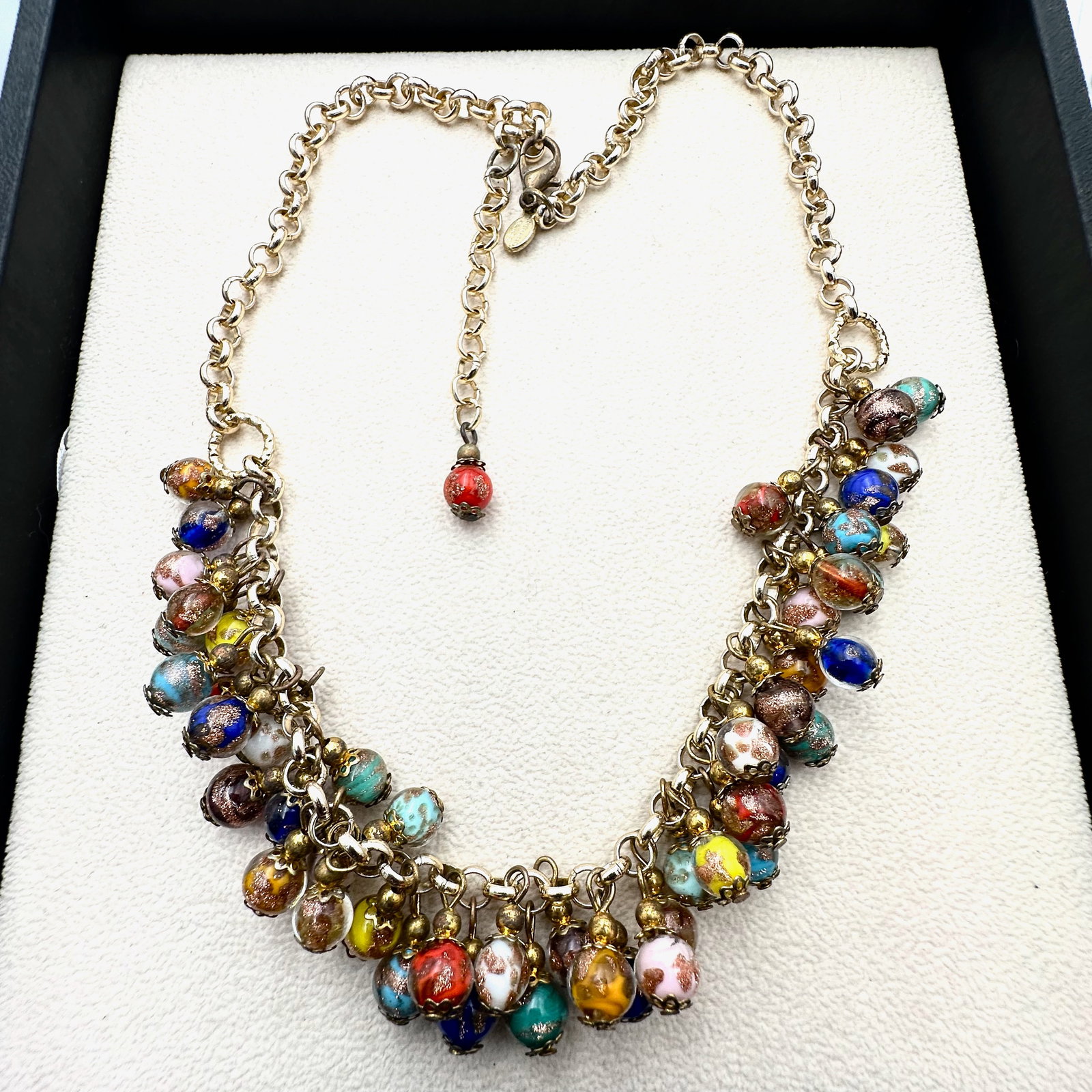 Vintage Multicolor Murano Glass Bead Gold Tone Necklace 18 Inch (1 of 2)