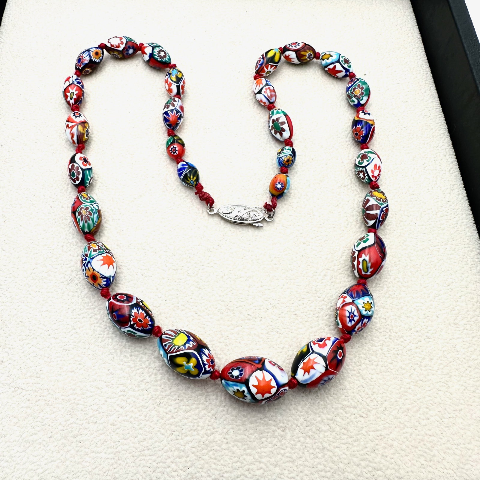 Vintage Italian Millefiori Murano Glass Bead Necklace 19 Inch Length (1 of 2)