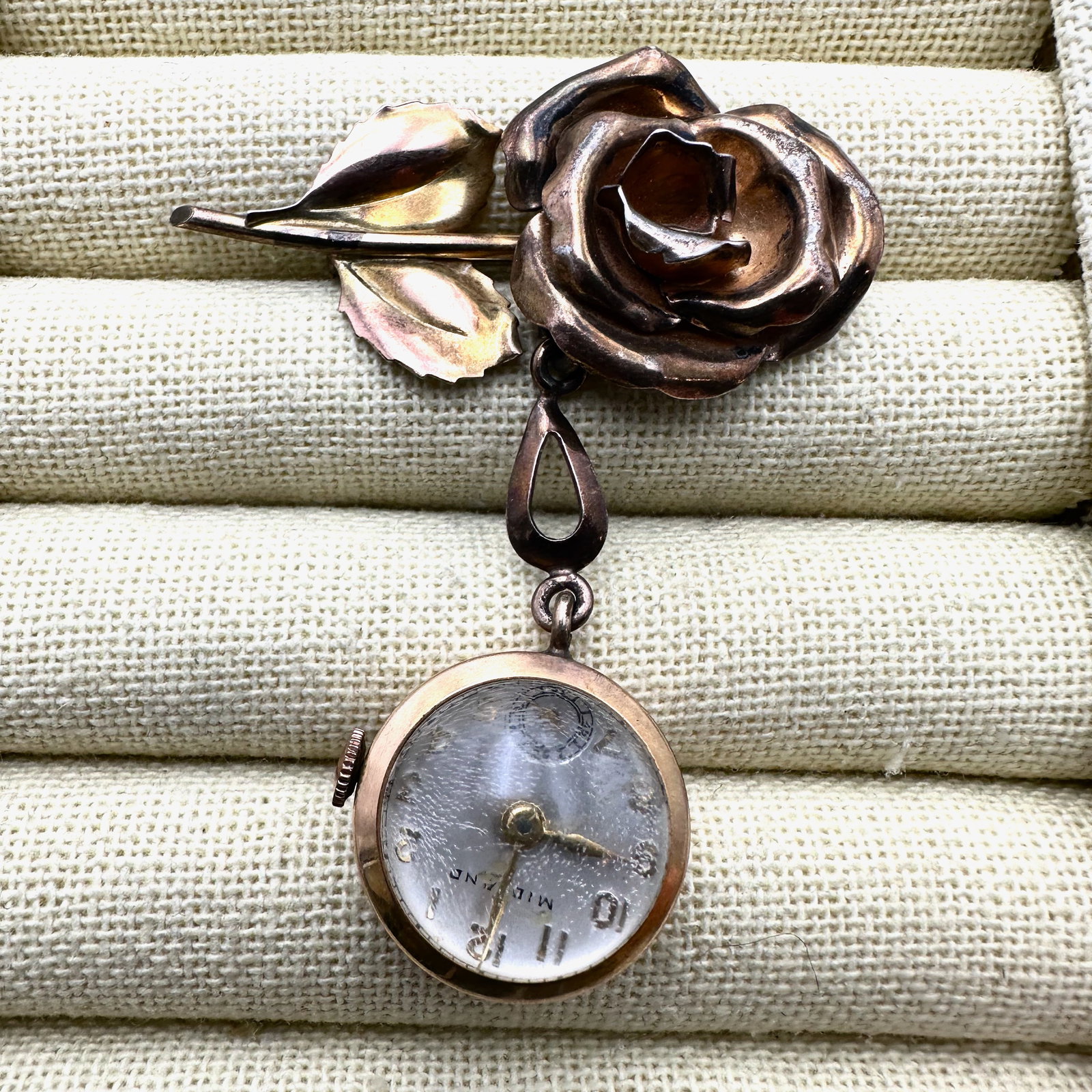 Vintage MidLand Bubble Watch Gold Filled Brooch Pin 2.5 Inch Some Crazing on Bubble Glass Not (1 of 2)