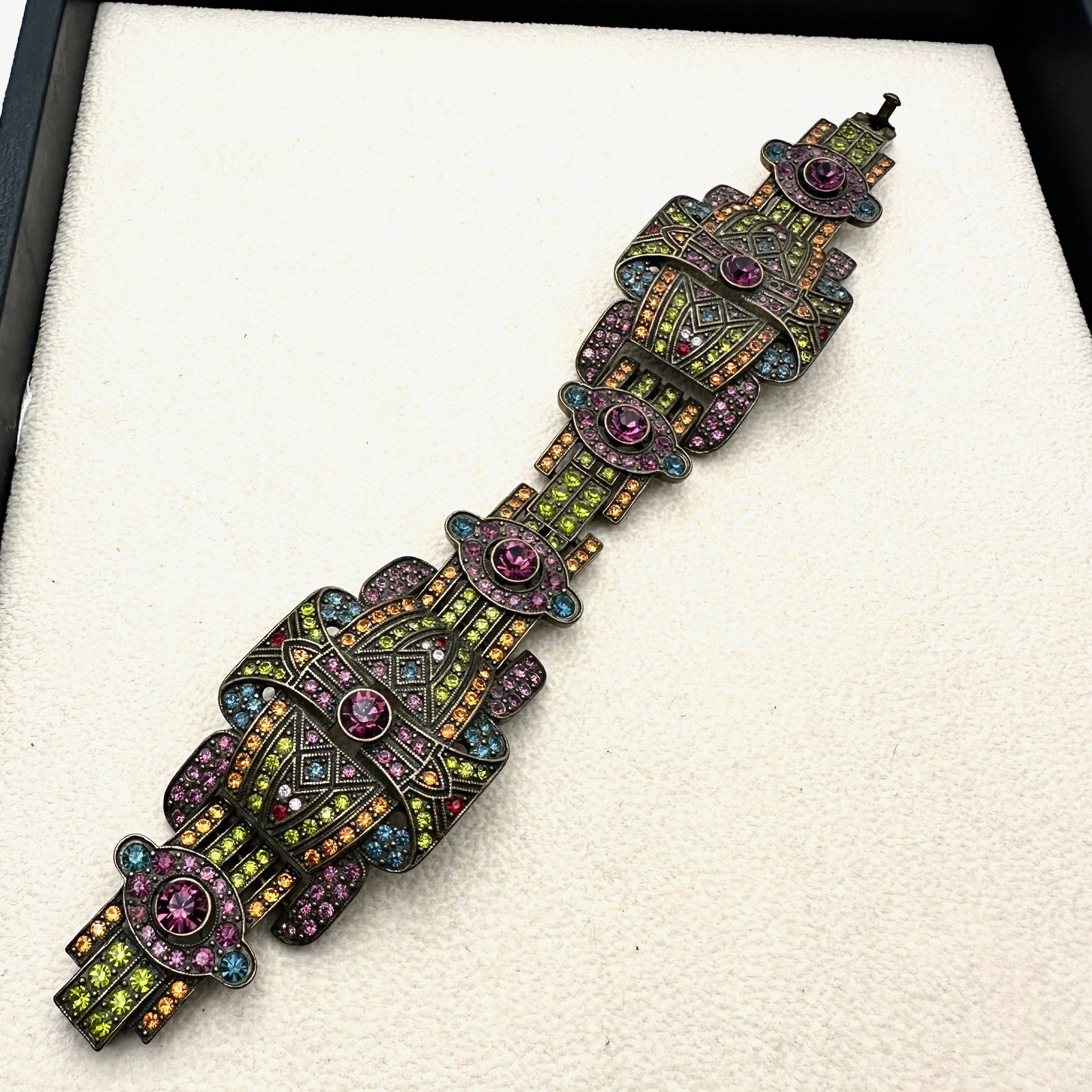 Heidi Daus Multicolor Crystal Bronze Tone Bracelet 7.5 Inch (1 of 3)