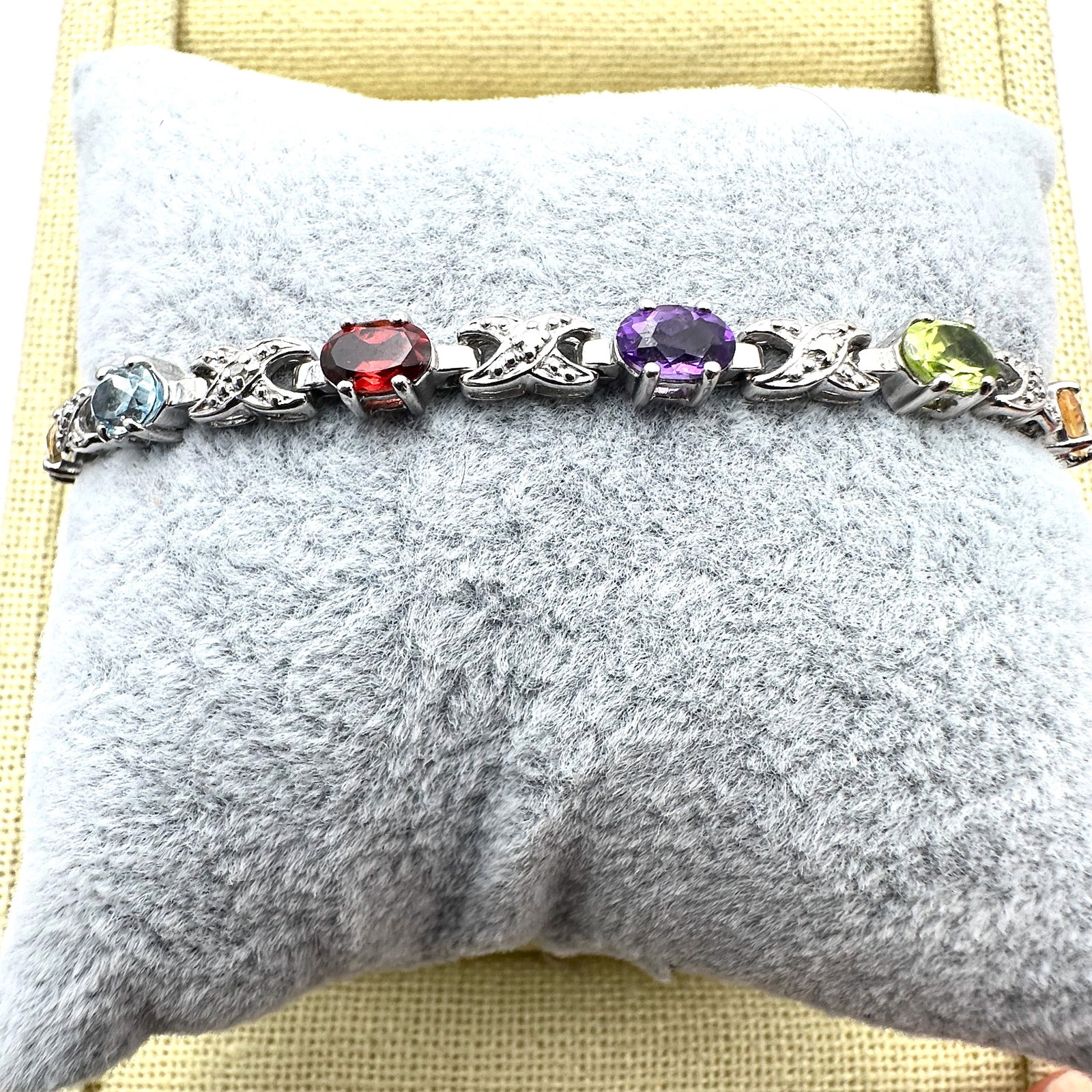 Multi Gemstone Sterling Silver Tennis Bracelet 7 Inch (1 of 2)