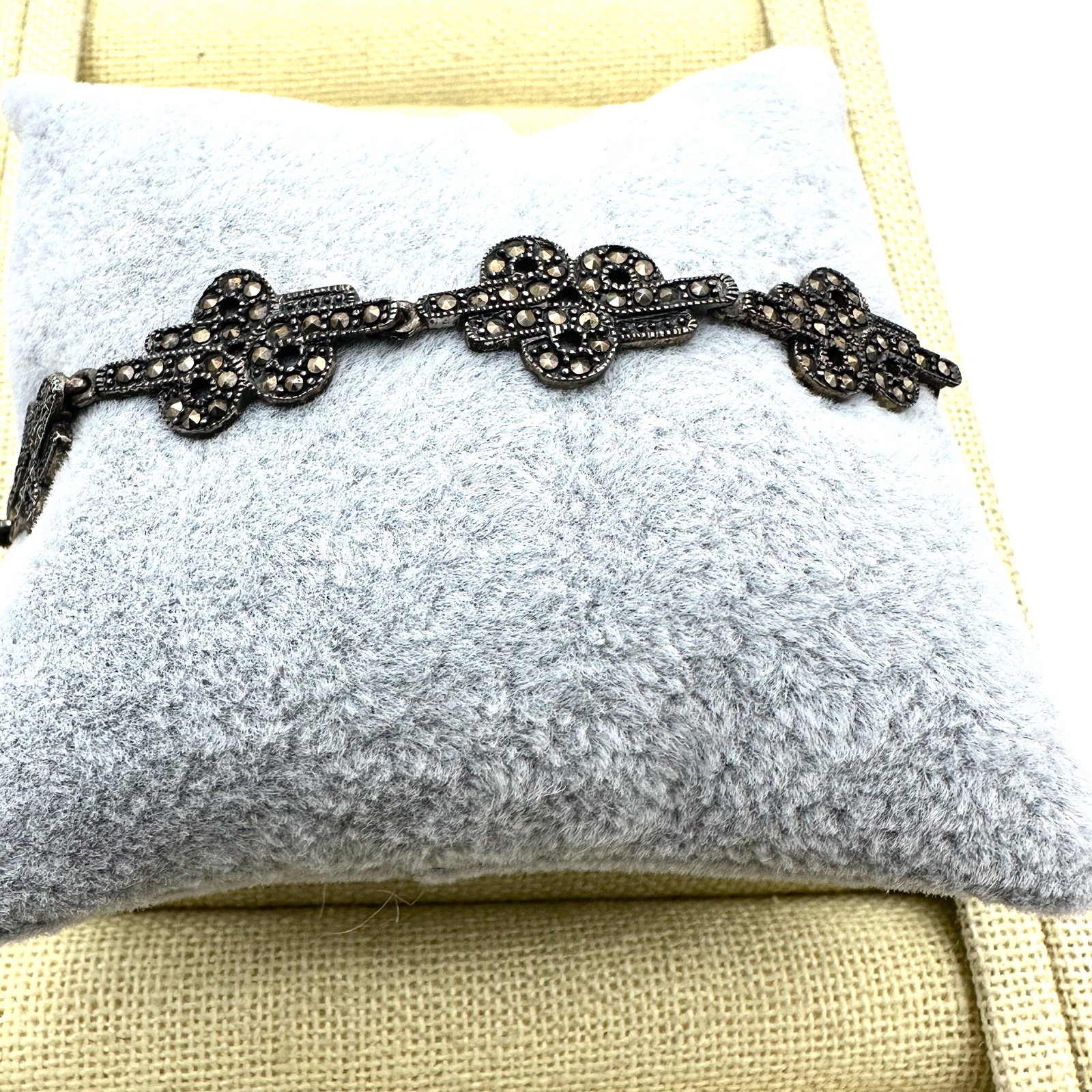 Vintage Marcasite Sterling Silver Bracelet 7.5 Inch (1 of 2)