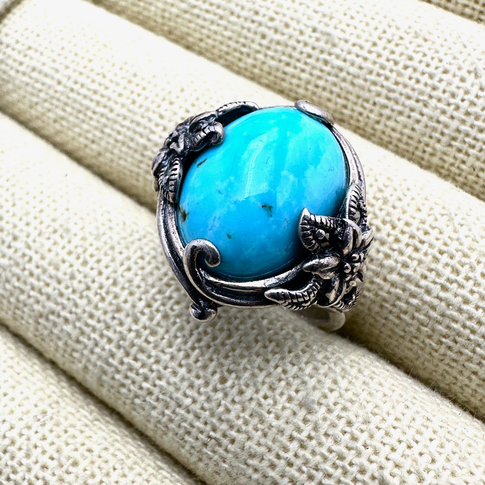Turquoise and Marcasite Sterling Silver Ring Size 7: Turquoise and Marcasite Sterling Silver Ring Size 7