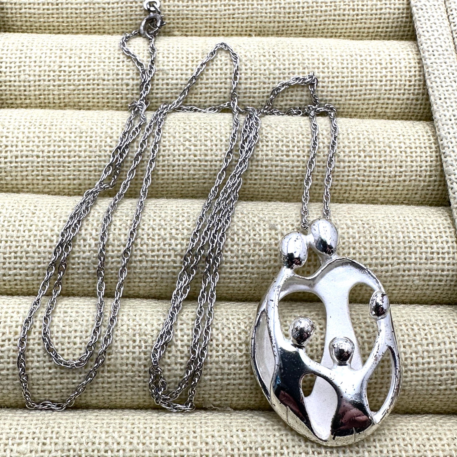 Carolyn Pollack Family of 5 Sterling Silver Pendant Necklace 26 Inch Chain (1 of 2)