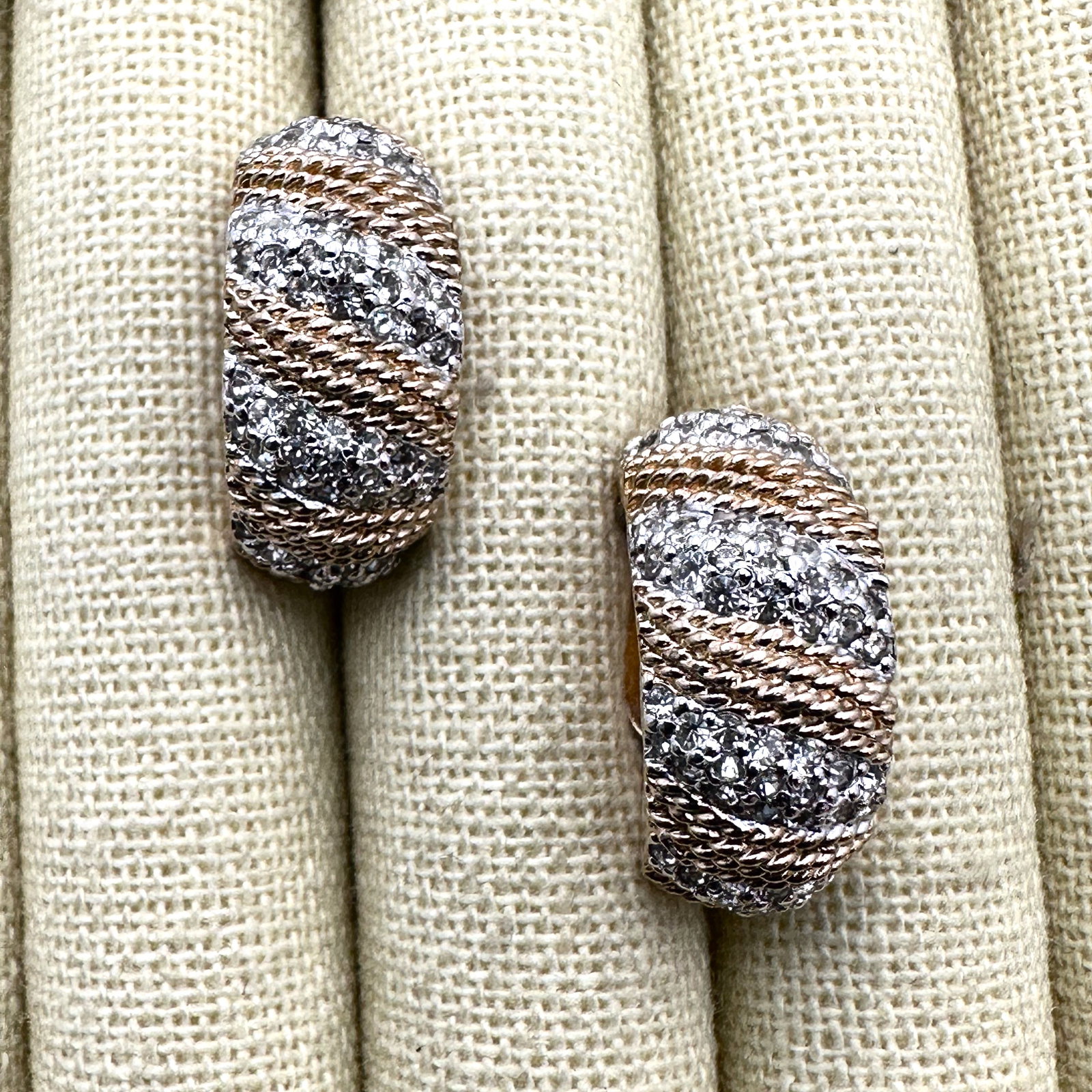Vintage Panetta Clear Crystal Gold Tone Clip Earrings 1.25 Inch: Vintage Panetta Clear Crystal Gold Tone Clip Earrings 1.25 Inch