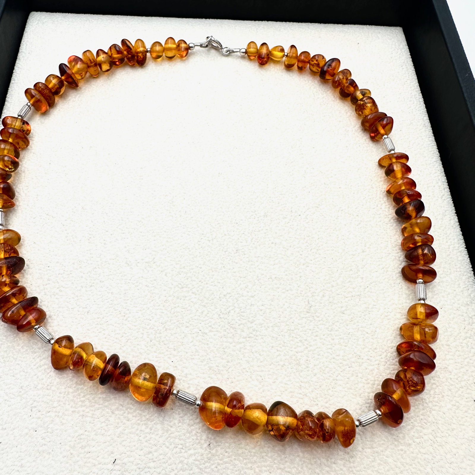 Vintage Amber Sterling Silver Necklace 17 Inch (1 of 2)