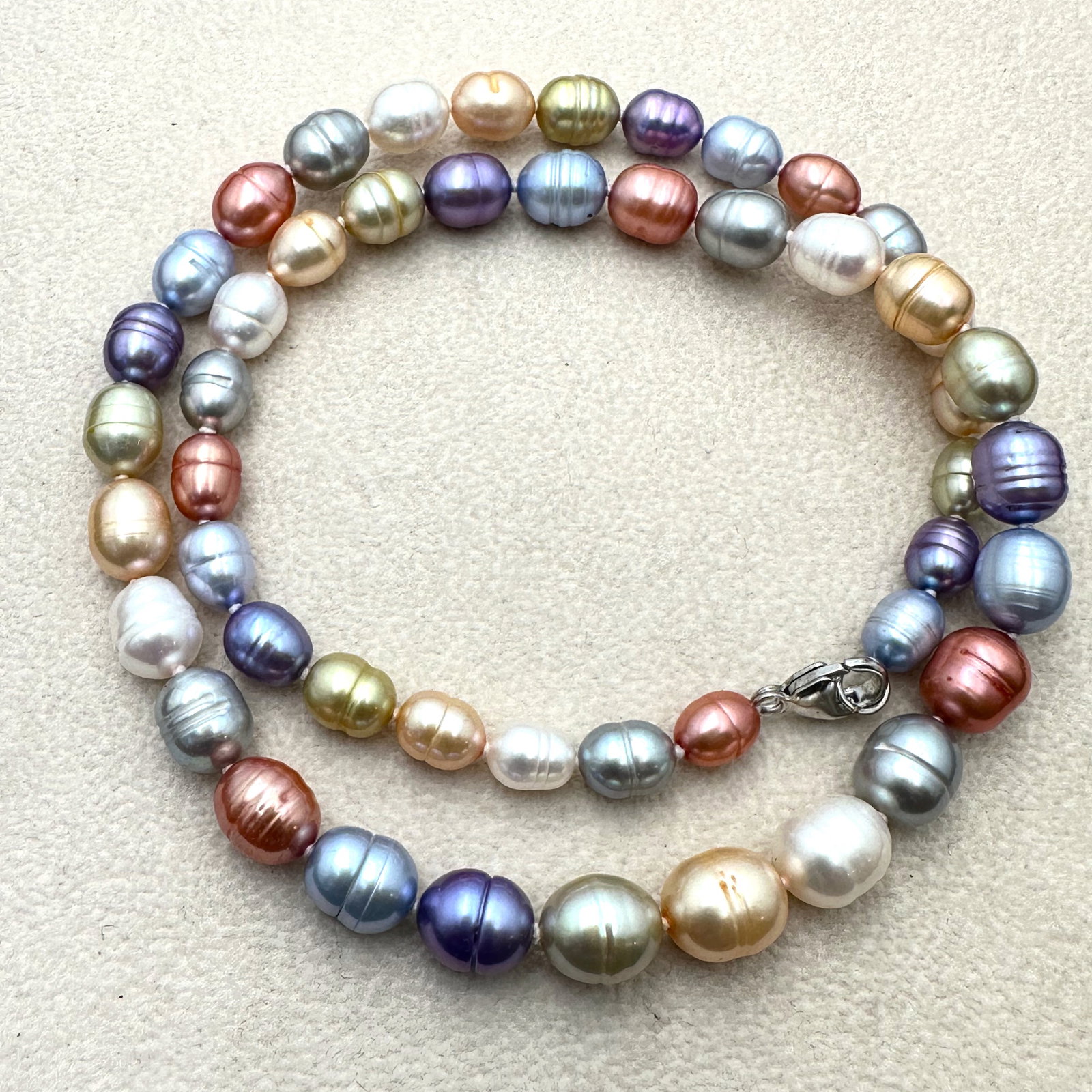 Multicolor Freshwater Pearl Sterling Silver Necklace 19 Inch Length (1 of 2)