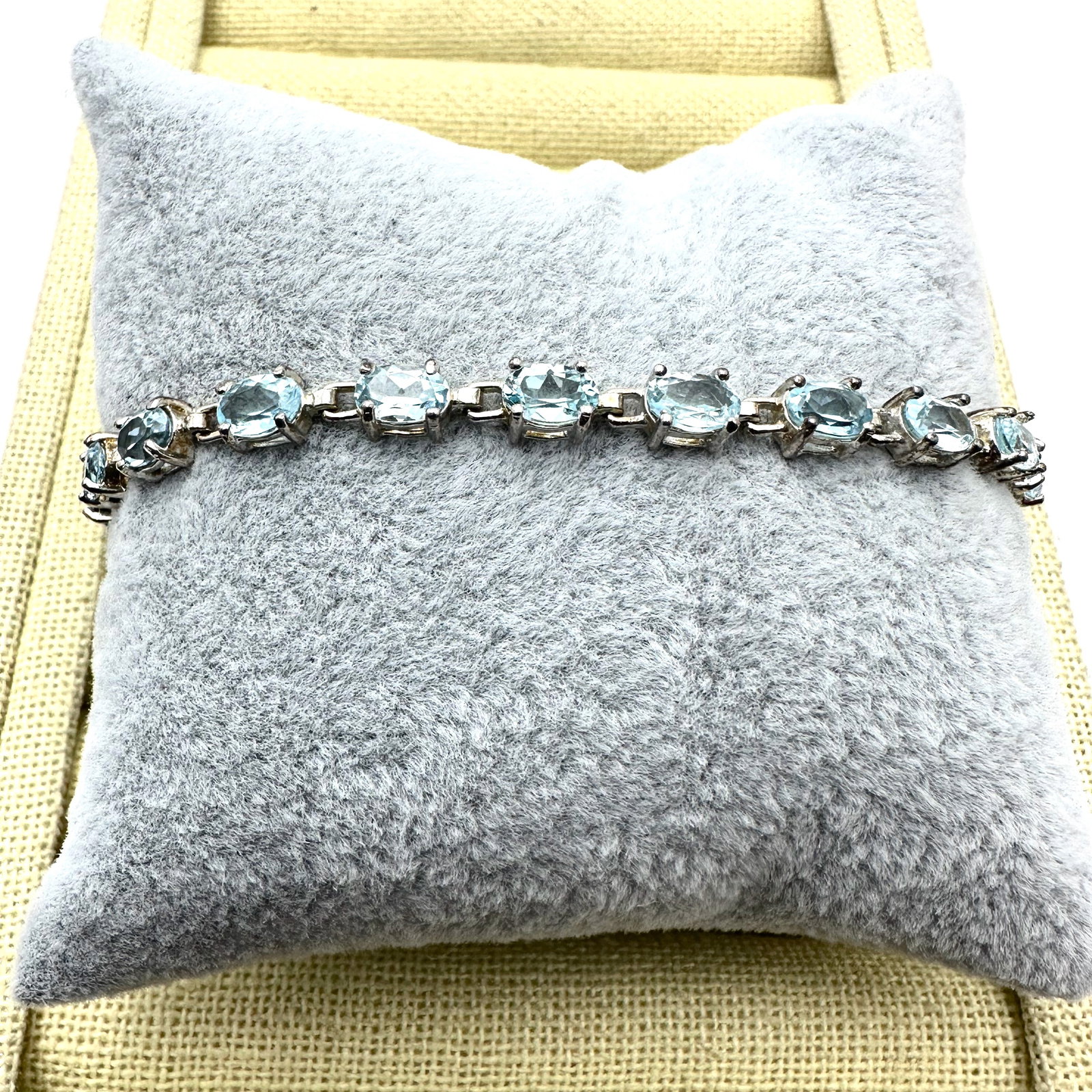 Blue Topaz Sterling Silver Tennis Bracelet 7.25 Inch (1 of 2)
