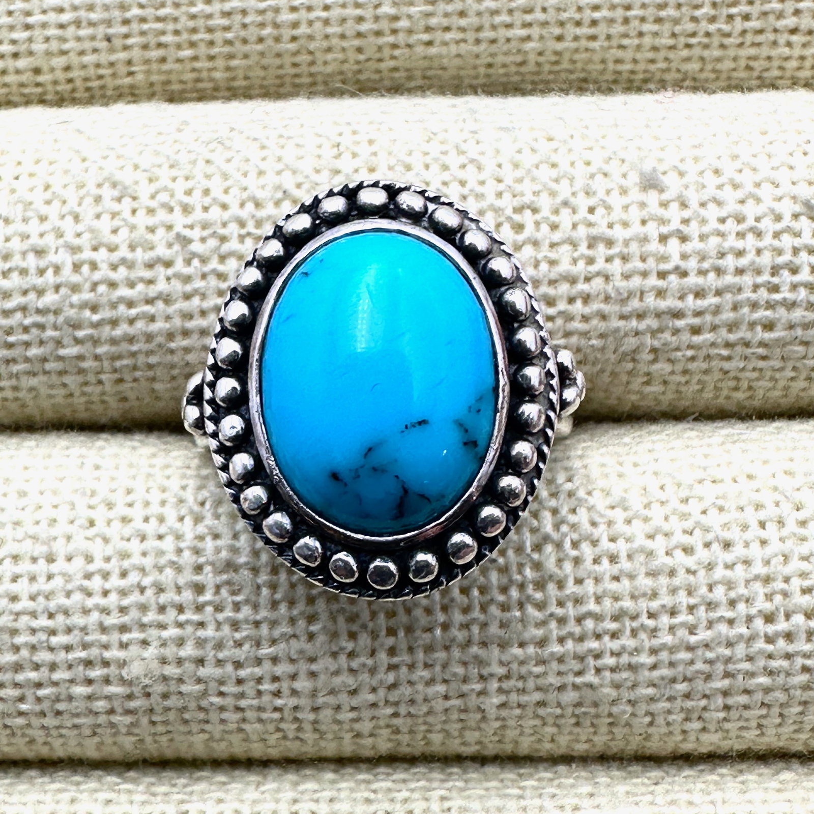 Blue Turquoise Sterling Silver Ring Size 7 (1 of 2)