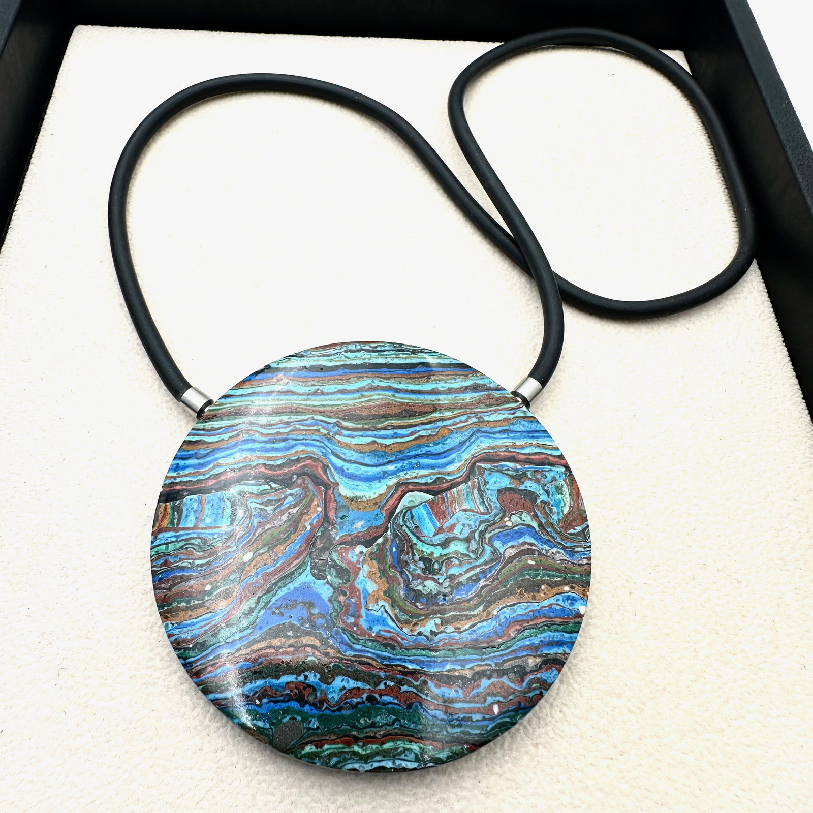 Jay King Mine Finds Huge Rainbow Calsilica 3 Inch Pendant Necklace (1 of 2)