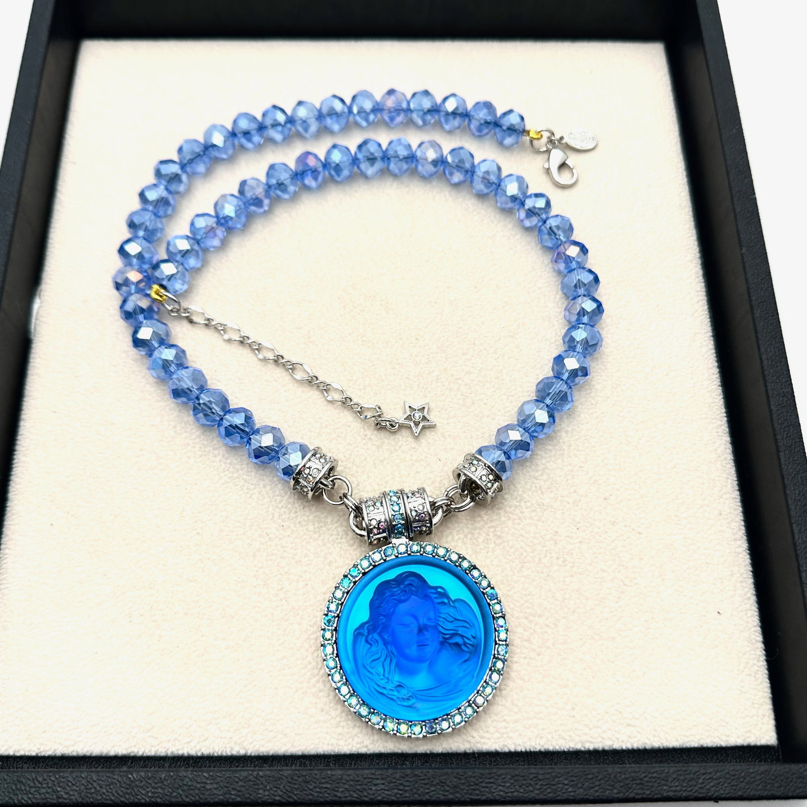 Kirks Folly Angel Magnetic Pendant Blue Crystal Silver Tone Necklace (1 of 2)