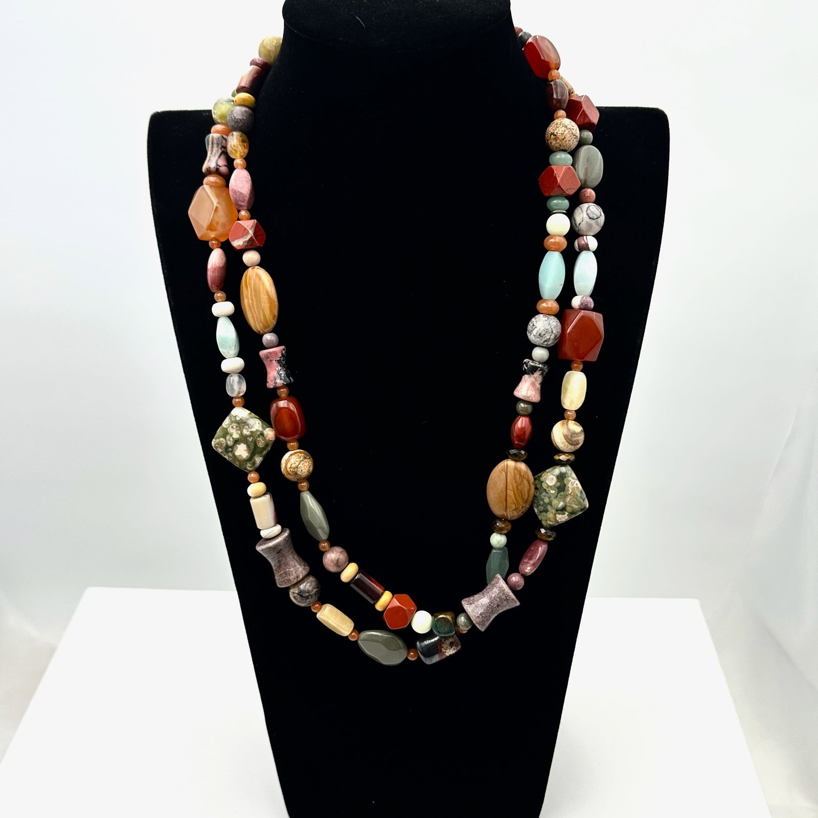 Vintage Multi Gemstone Bead Necklace 44 Inch Length (1 of 2)