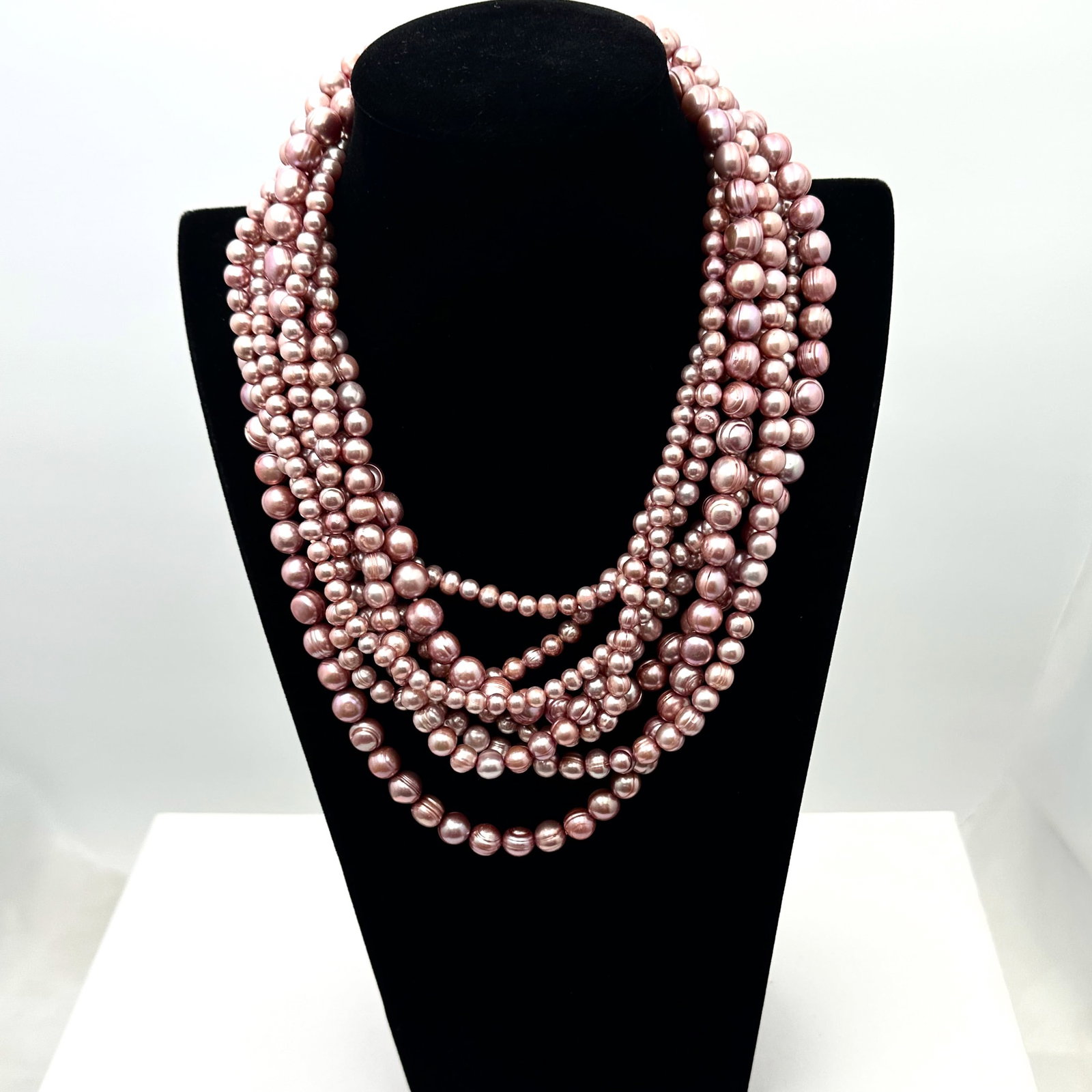 Amazing Pink Freshwater Pearl Necklace Four 32 Inch Strands (1 of 2)