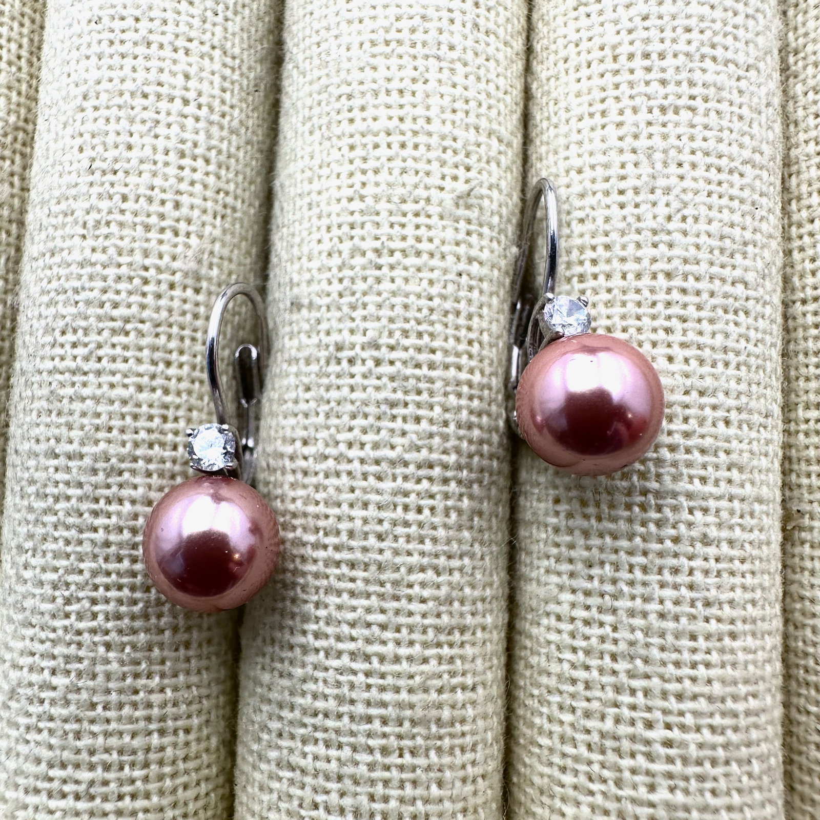 Pink Freshwater Pearl Sterling Silver Pierced Earrings: Pink Freshwater Pearl Sterling Silver Pierced Earrings