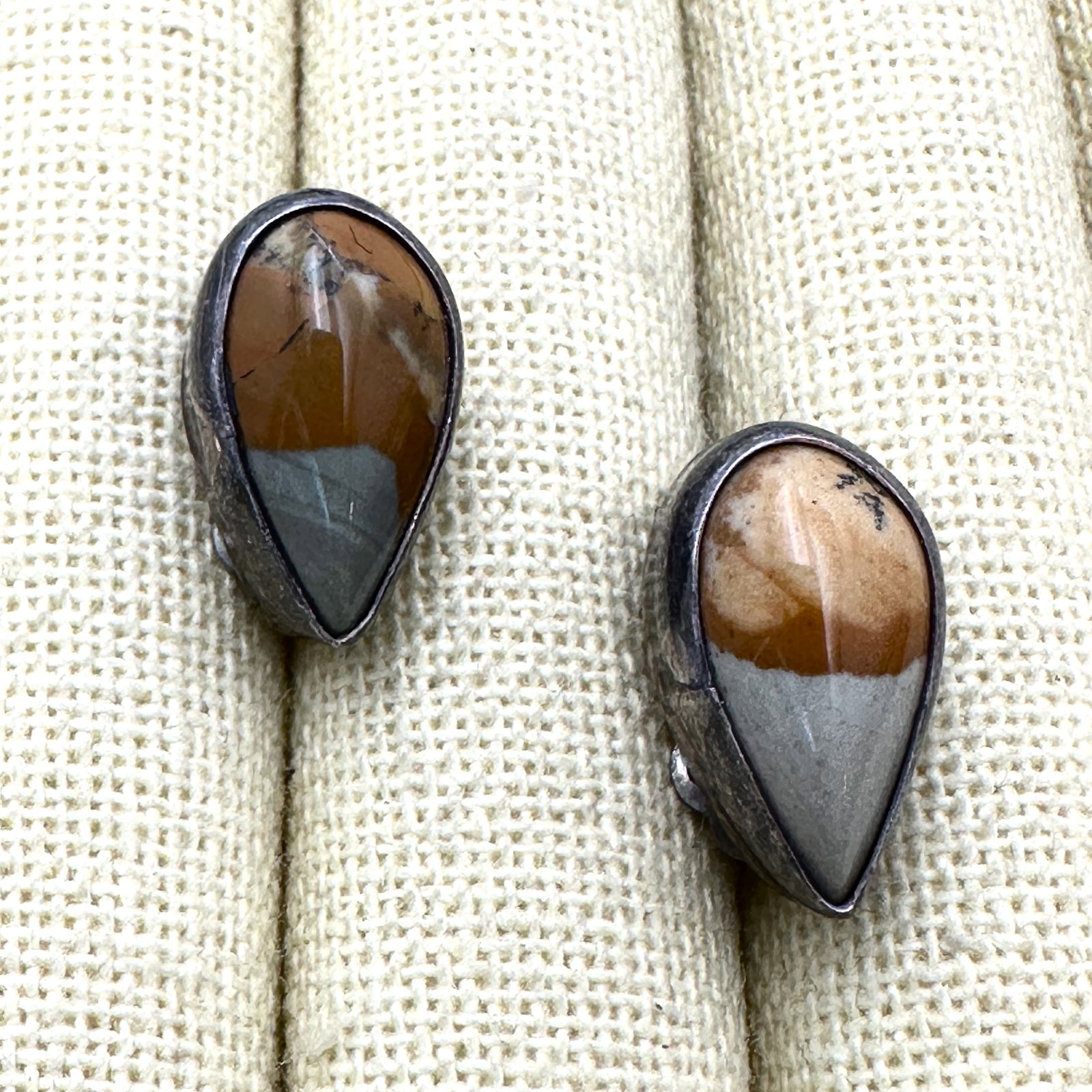 Vintage Jasper Sterling Silver Clip Earrings (1 of 2)