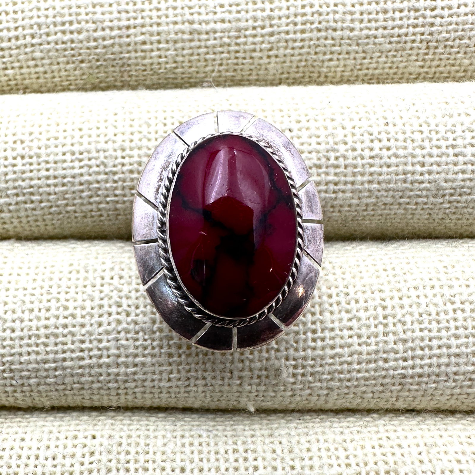 Red Coral Sterling Silver Ring Size 8: Red Coral Sterling Silver Ring Size 8