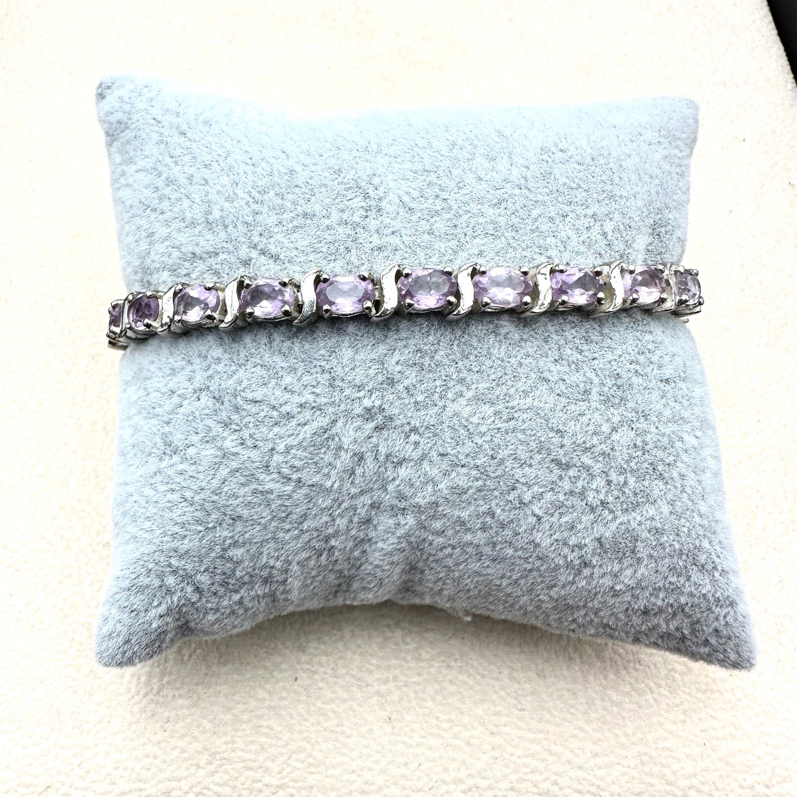 Purple Amethyst Sterling Silver Tennis Bracelet 7 Inch Length (1 of 2)
