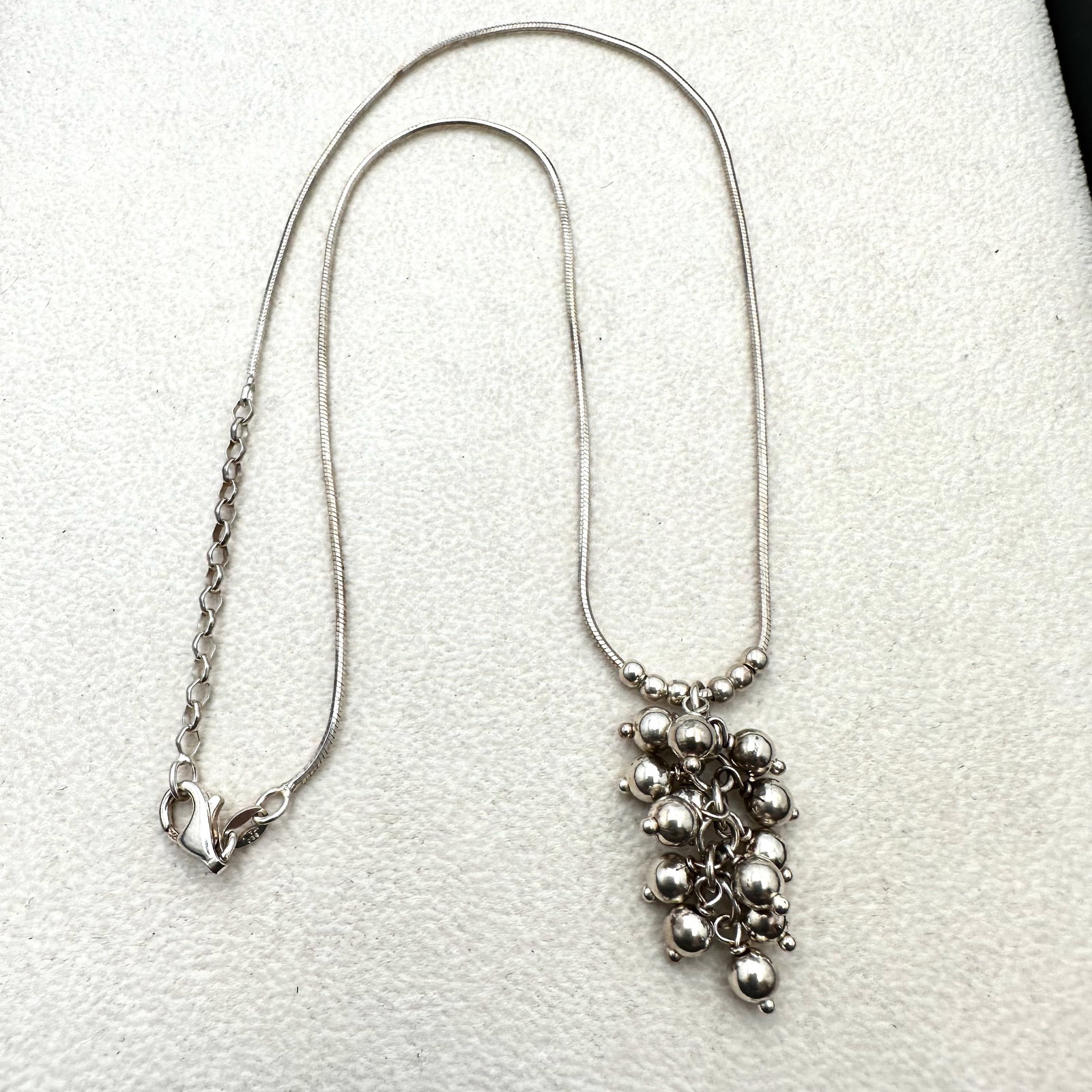 Sterling Silver Bead Pendant Necklace 17 Inch Wearable Length (1 of 2)