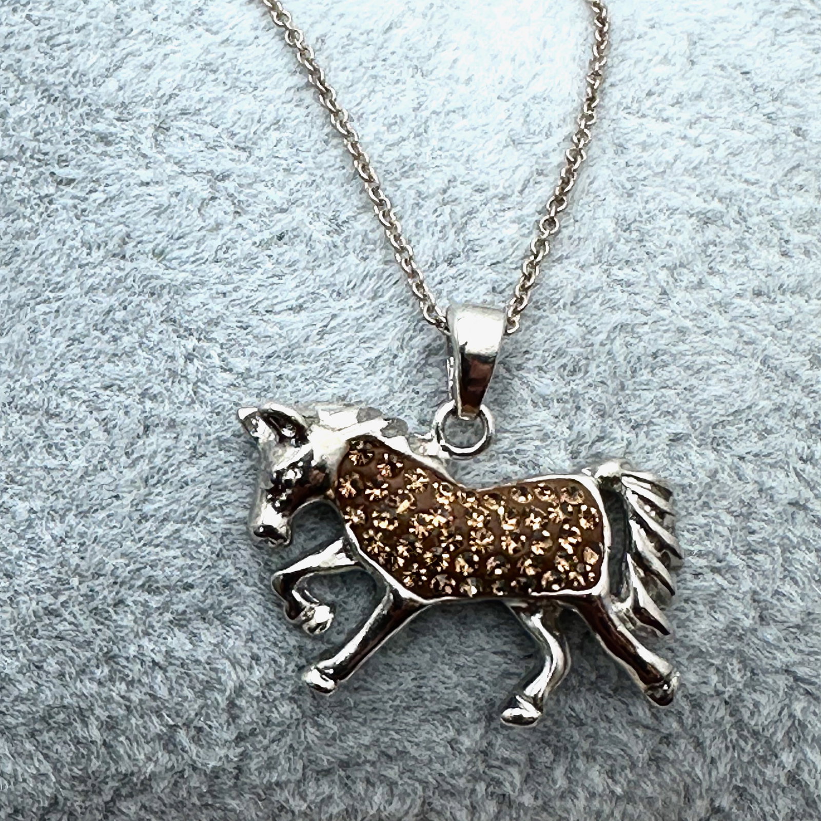 Sterling Silver Crystal Horse Pendant necklace 16 Inch Chain: Sterling Silver Crystal Horse Pendant necklace 16 Inch Chain