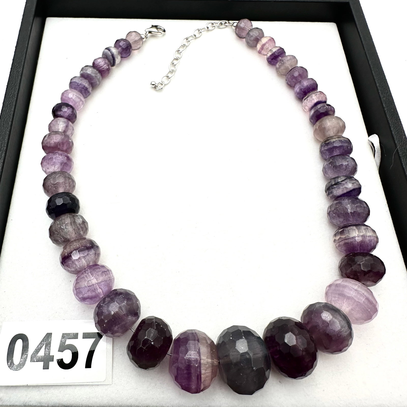 Purple Amethyst Gemstone Bead Sterling Silver Necklace 18 Inch (1 of 2)