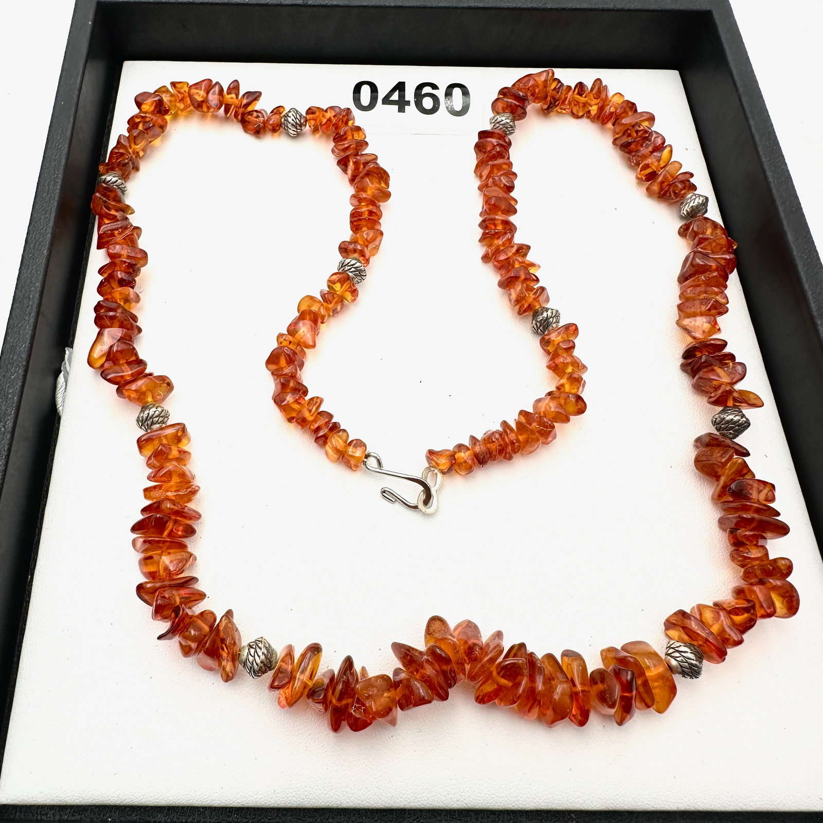 Vintage Amber Sterling Silver Necklace 26 Inch (1 of 2)