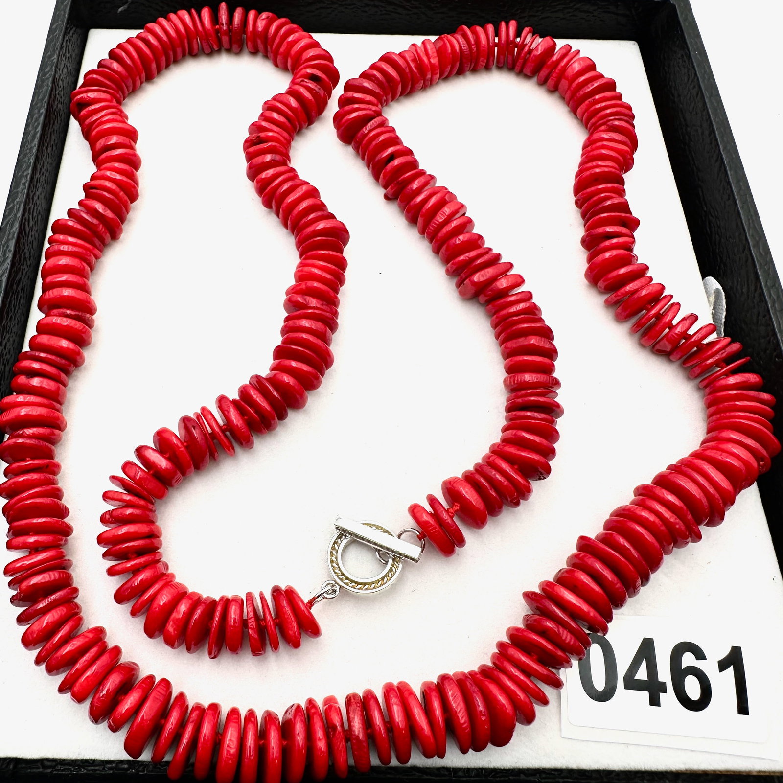 Red Coral Sterling Silver Necklace 36 Inch Length (1 of 2)