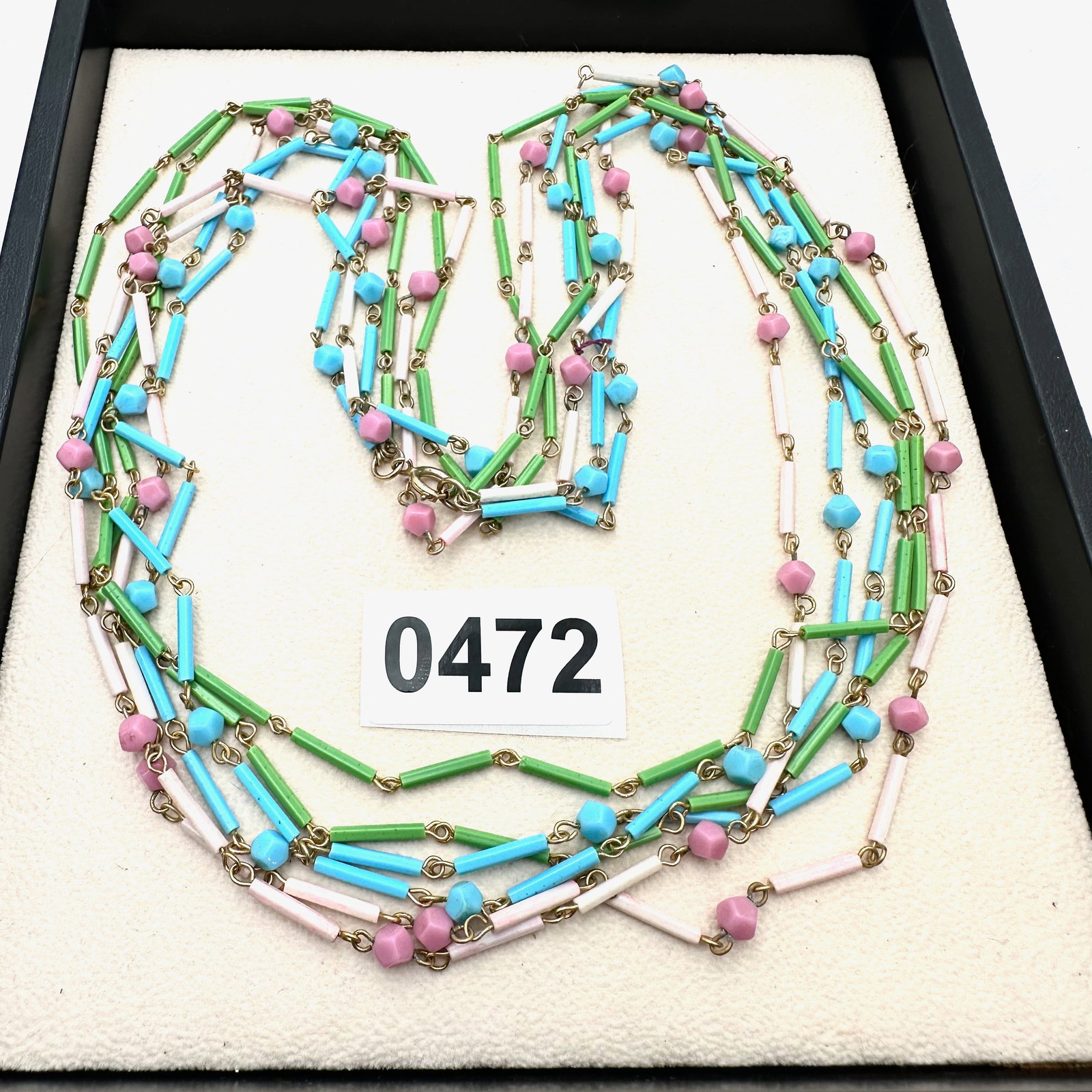 Vintage Celluloid Multicolor Multi Strand Necklace 48 Inch Flapper Length (1 of 2)